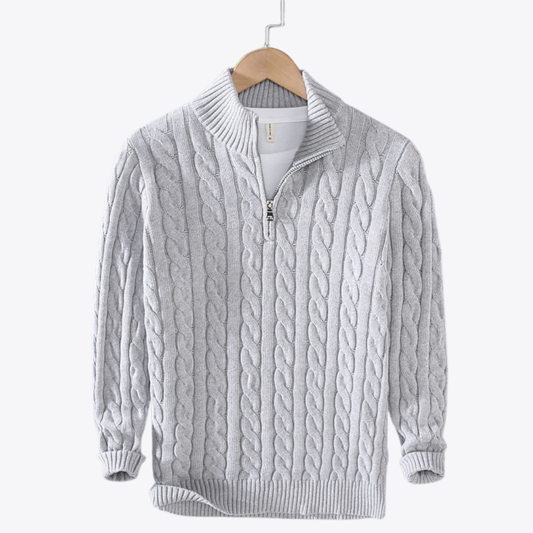 Quarter Zip Top | Men's Cable Knit Textured