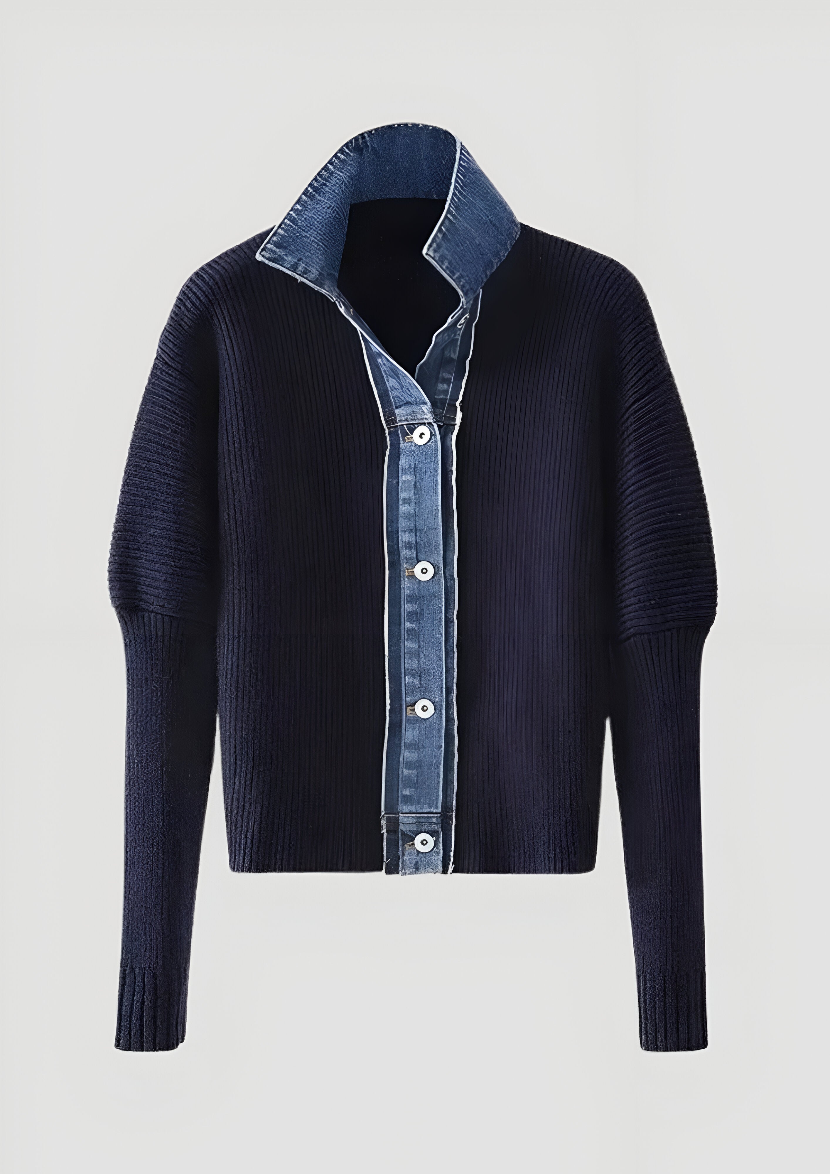 Navy Collared Cardigan | Women’s Denim Trim