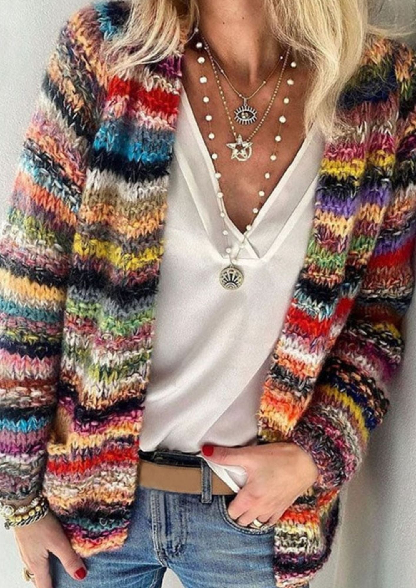 Colorful Knitted Cardigan | Women's Tailored Fit