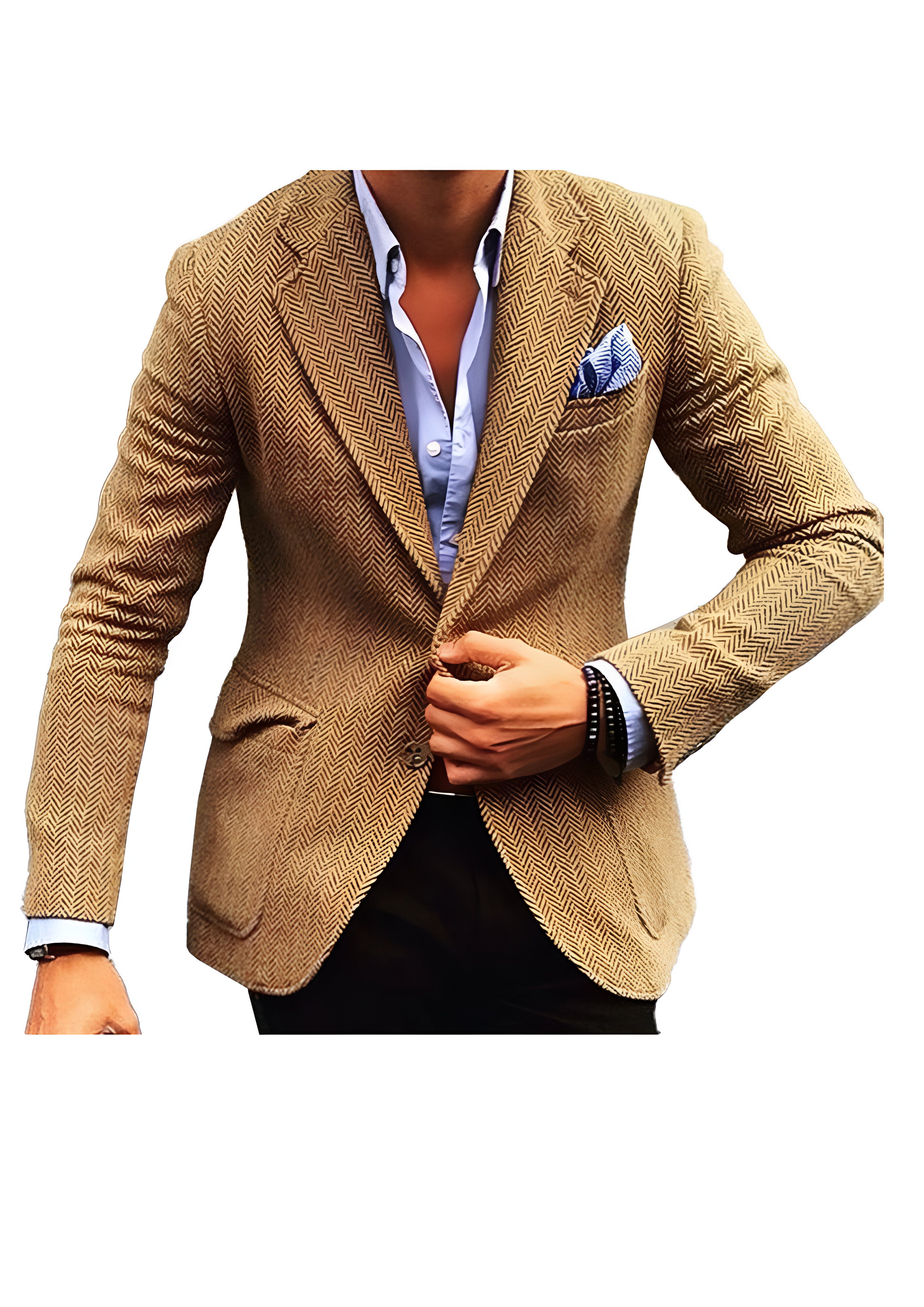 Vintage Herringbone Blazer | Men's Single Breasted