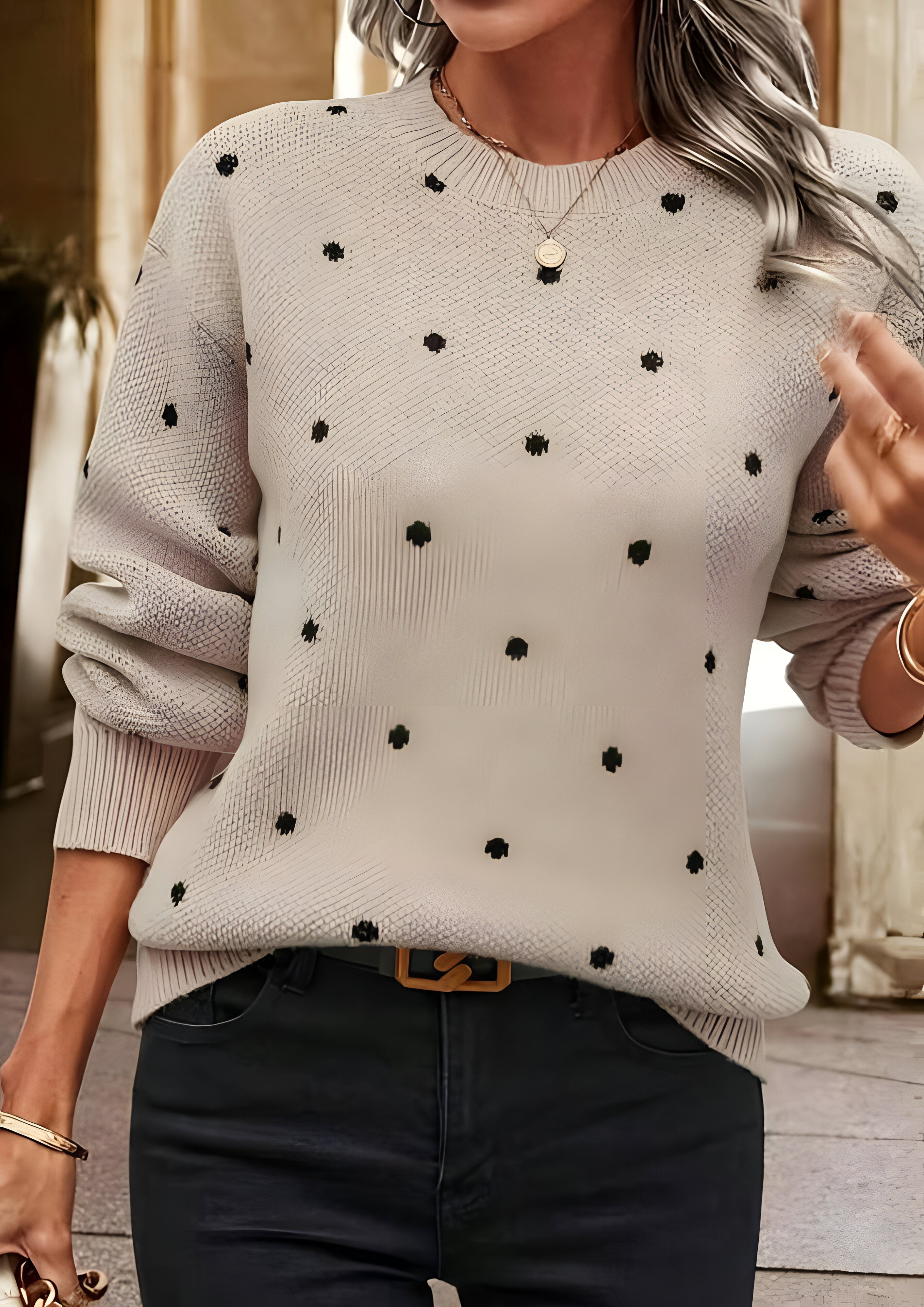 Polka Dot Knitted Jumper| Women's Relaxed Fit