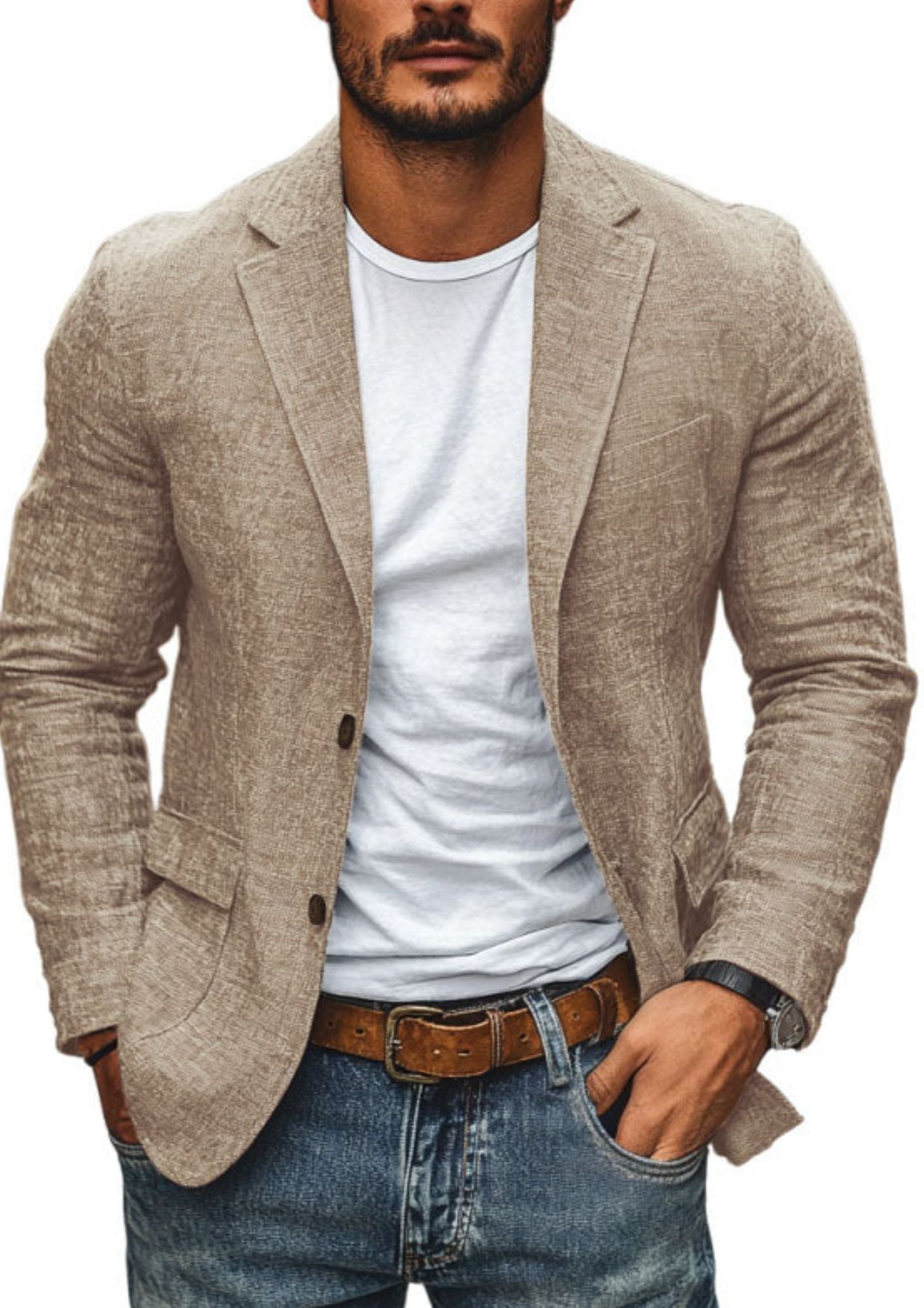 Notch Lapel Single-breasted Blazer | Men's Slim-fit