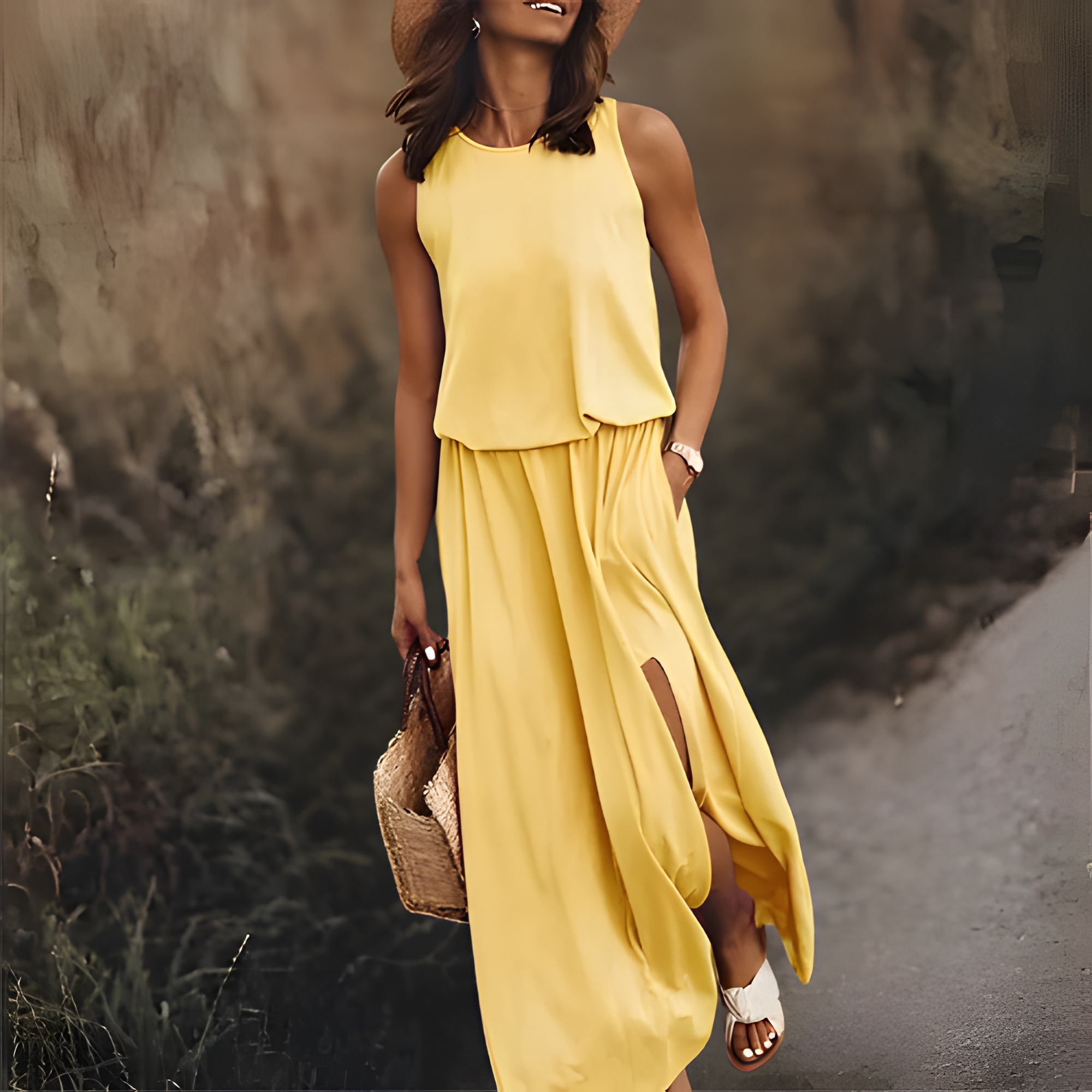 Women's Sleeveless Side Slit Maxi Dress | Summer