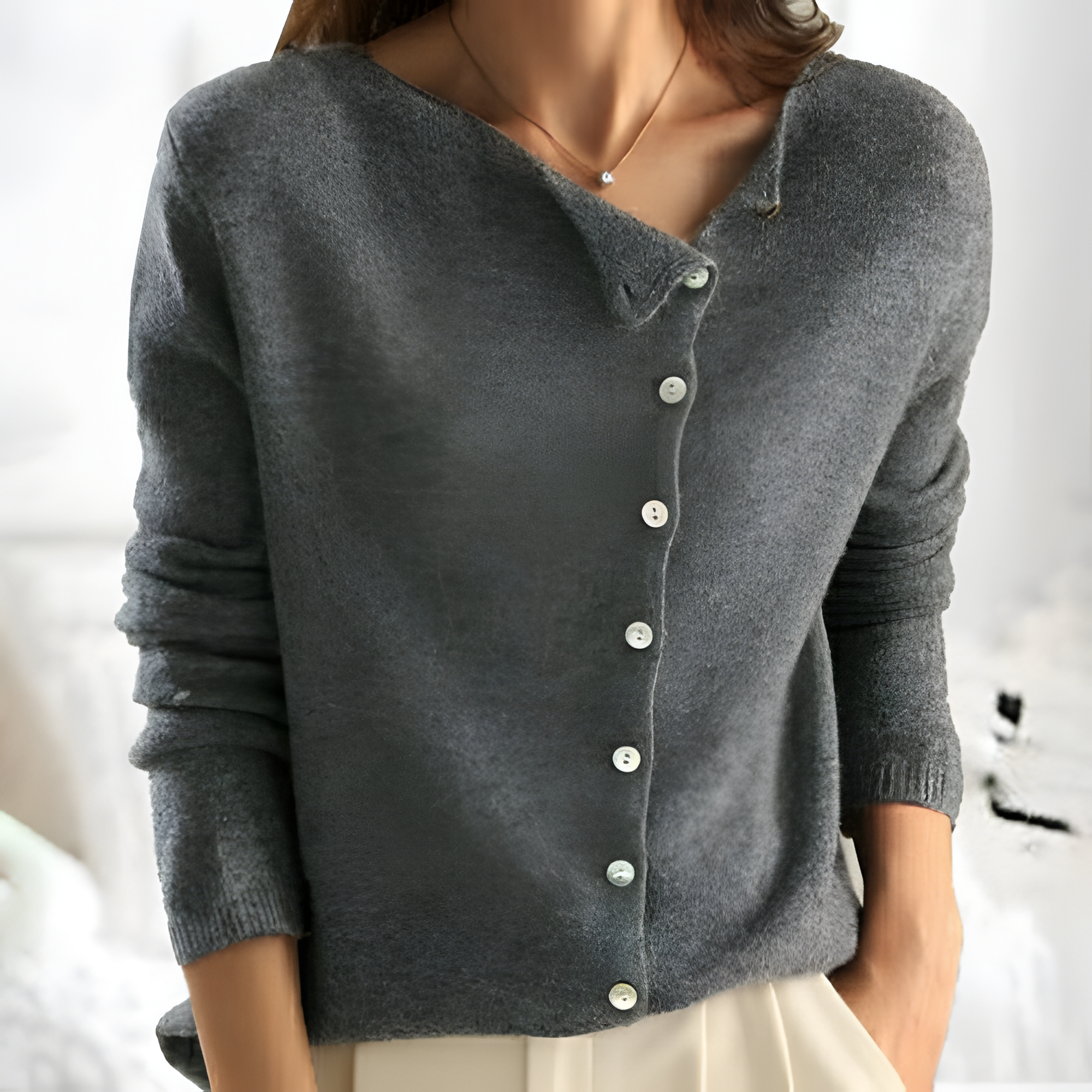 Button-Front V-Neck Top | Women’s Long Sleeve Style