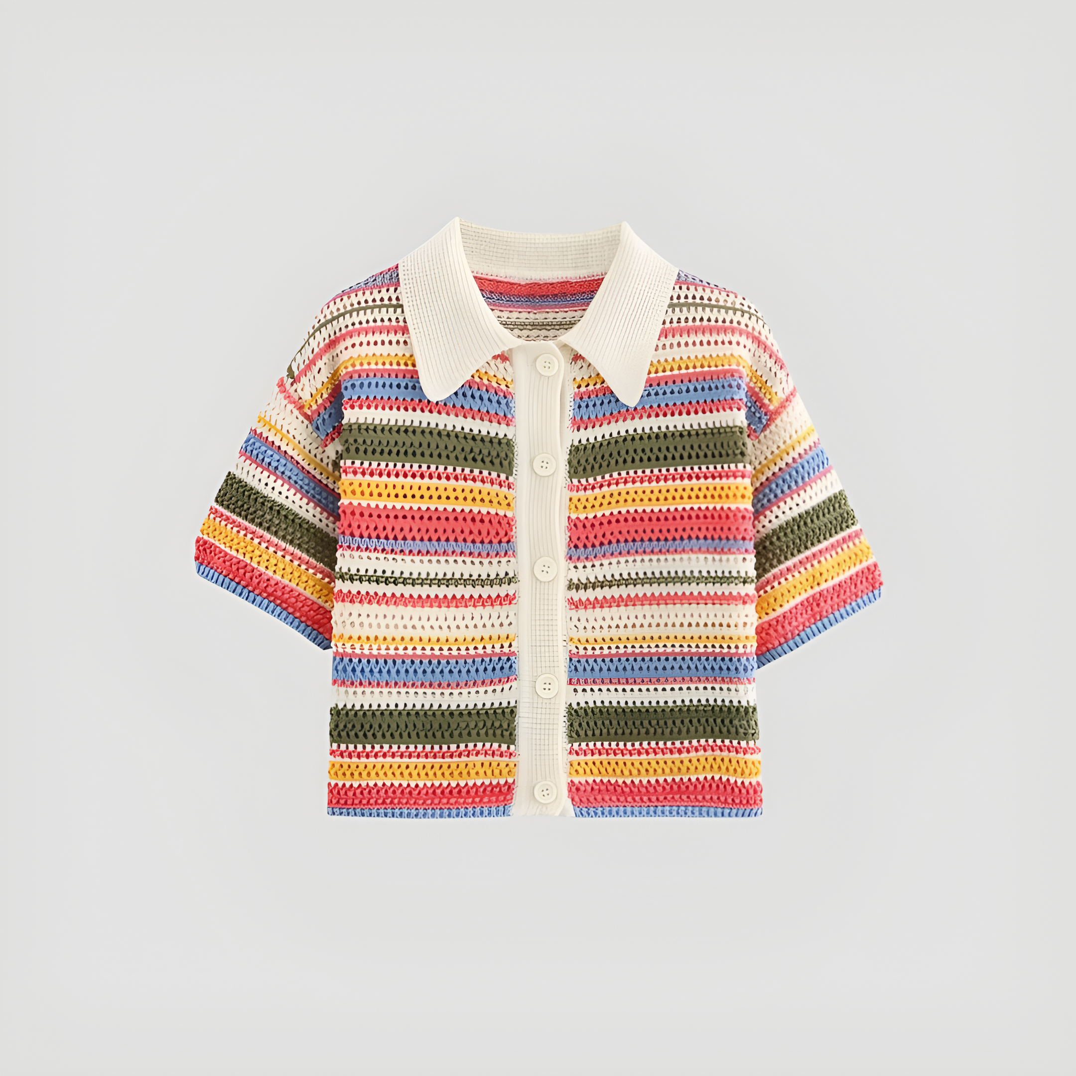 Knit Polo Cardigan | Women's Striped