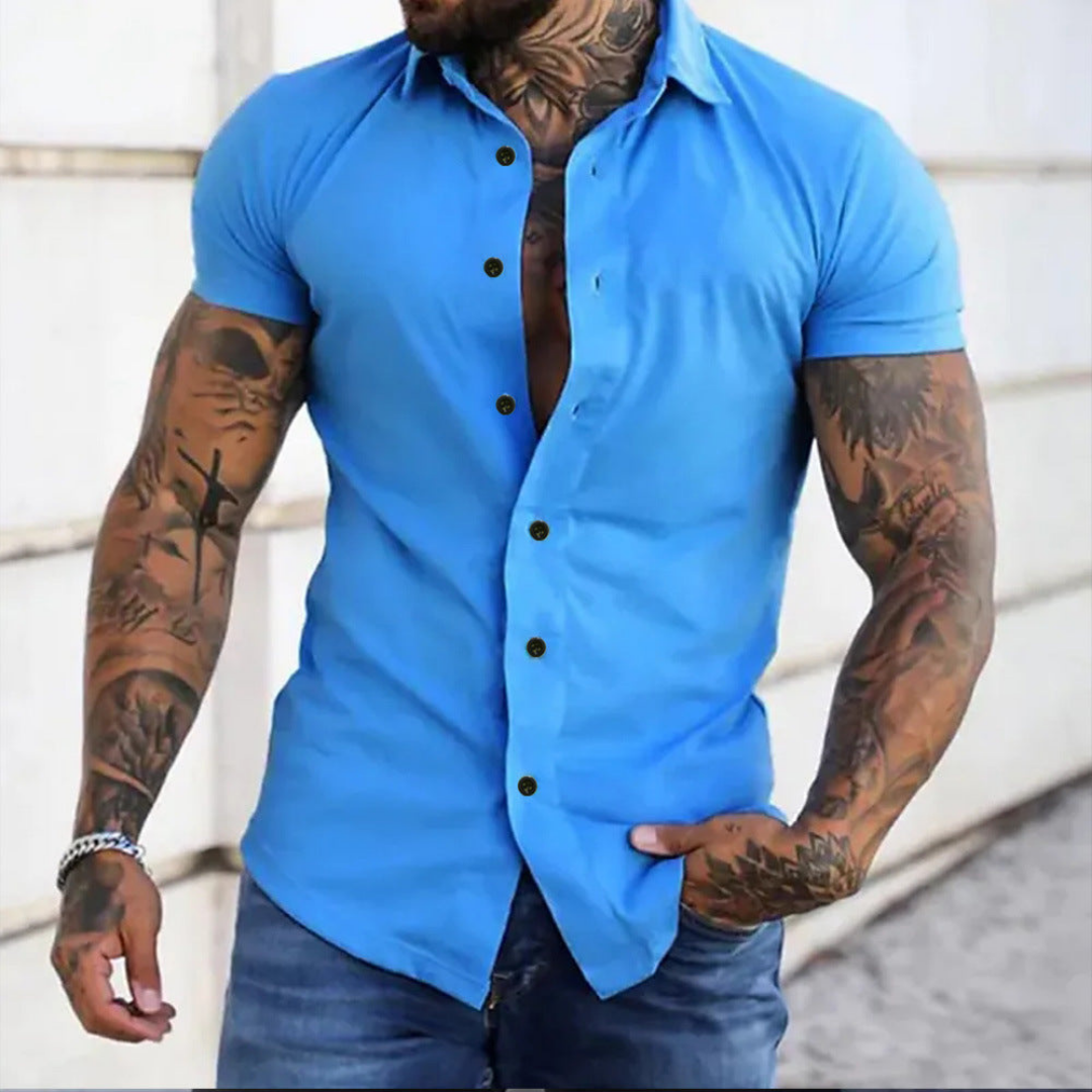 Short Sleeve Shirt | Men's Fitted Button-Front
