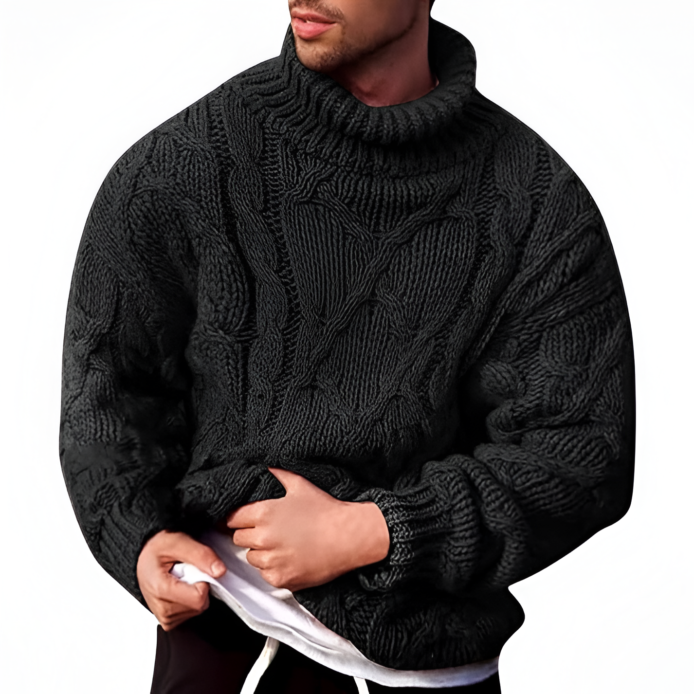 Turtleneck Jumper | Men's Winter Cable Knit
