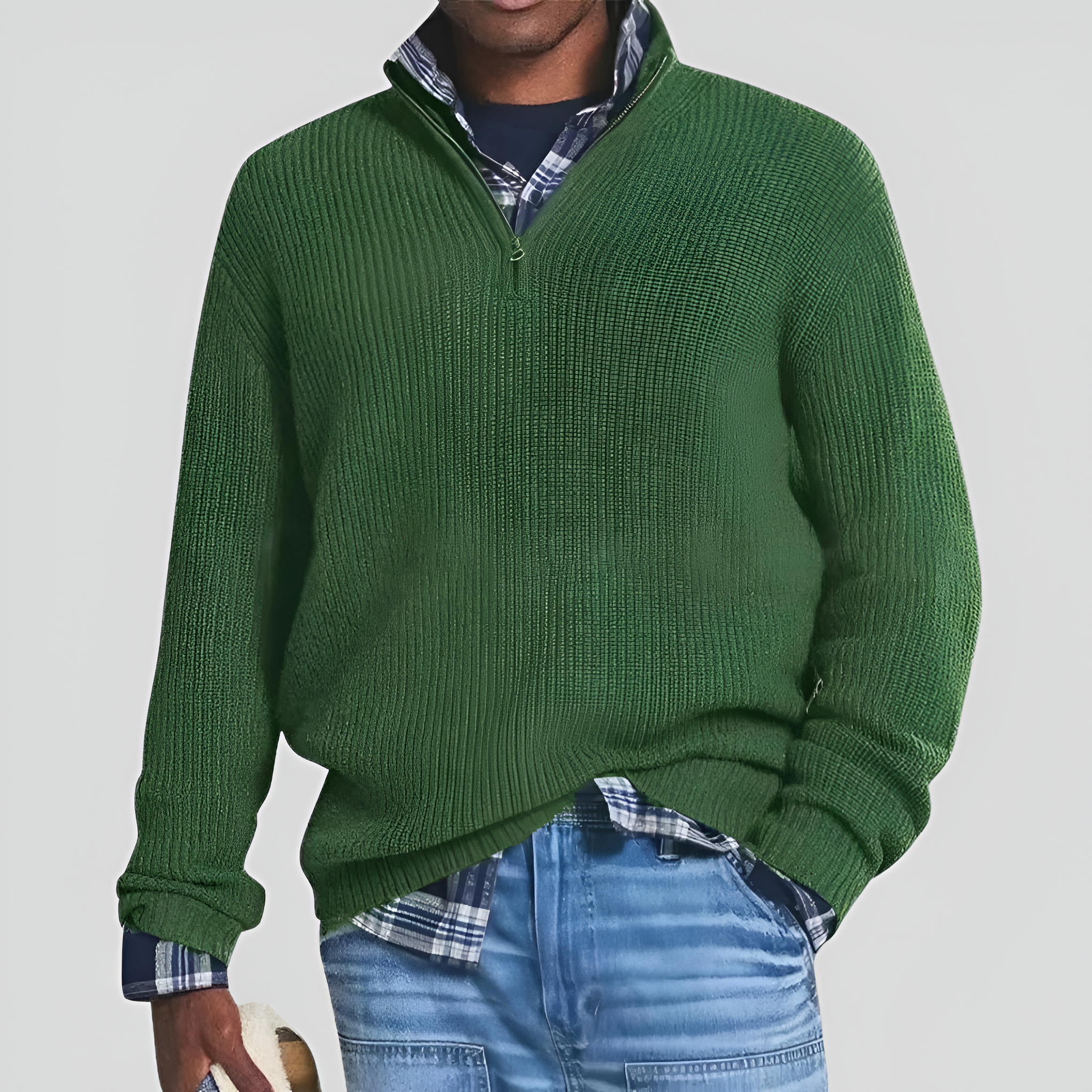 Ribbed Pullover Jumper | Men’s Winter Quarter Zip