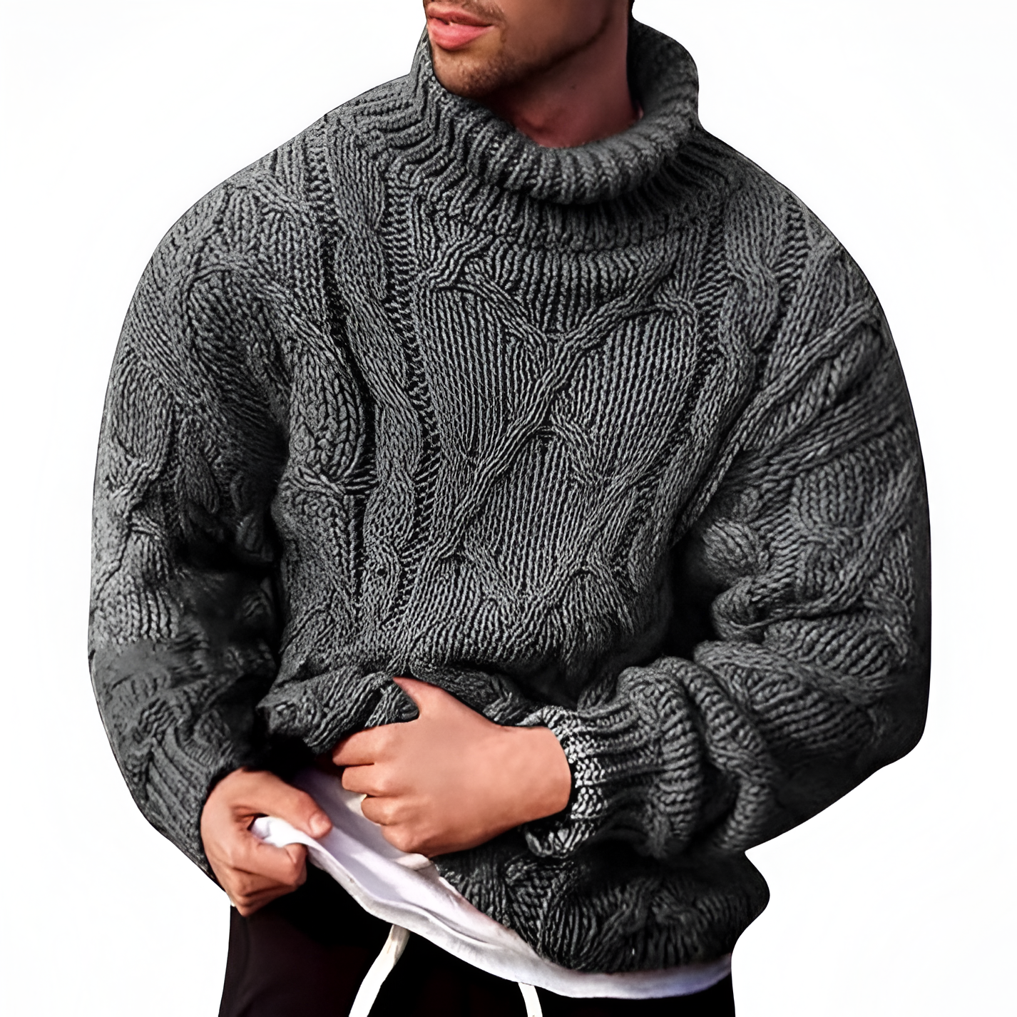 Turtleneck Jumper | Men's Winter Cable Knit