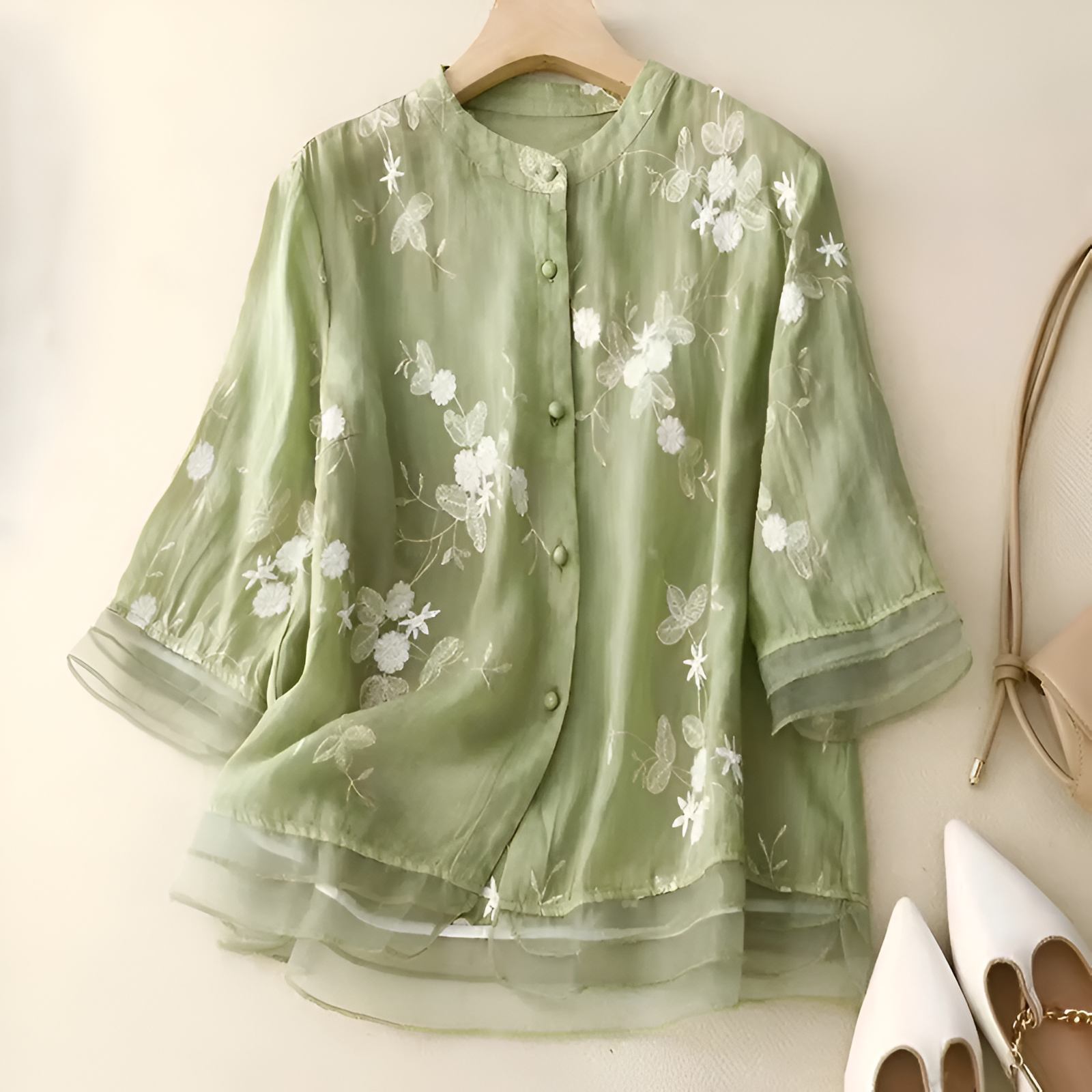 Women's Floral Blouse | Embroidered Flowers Casual