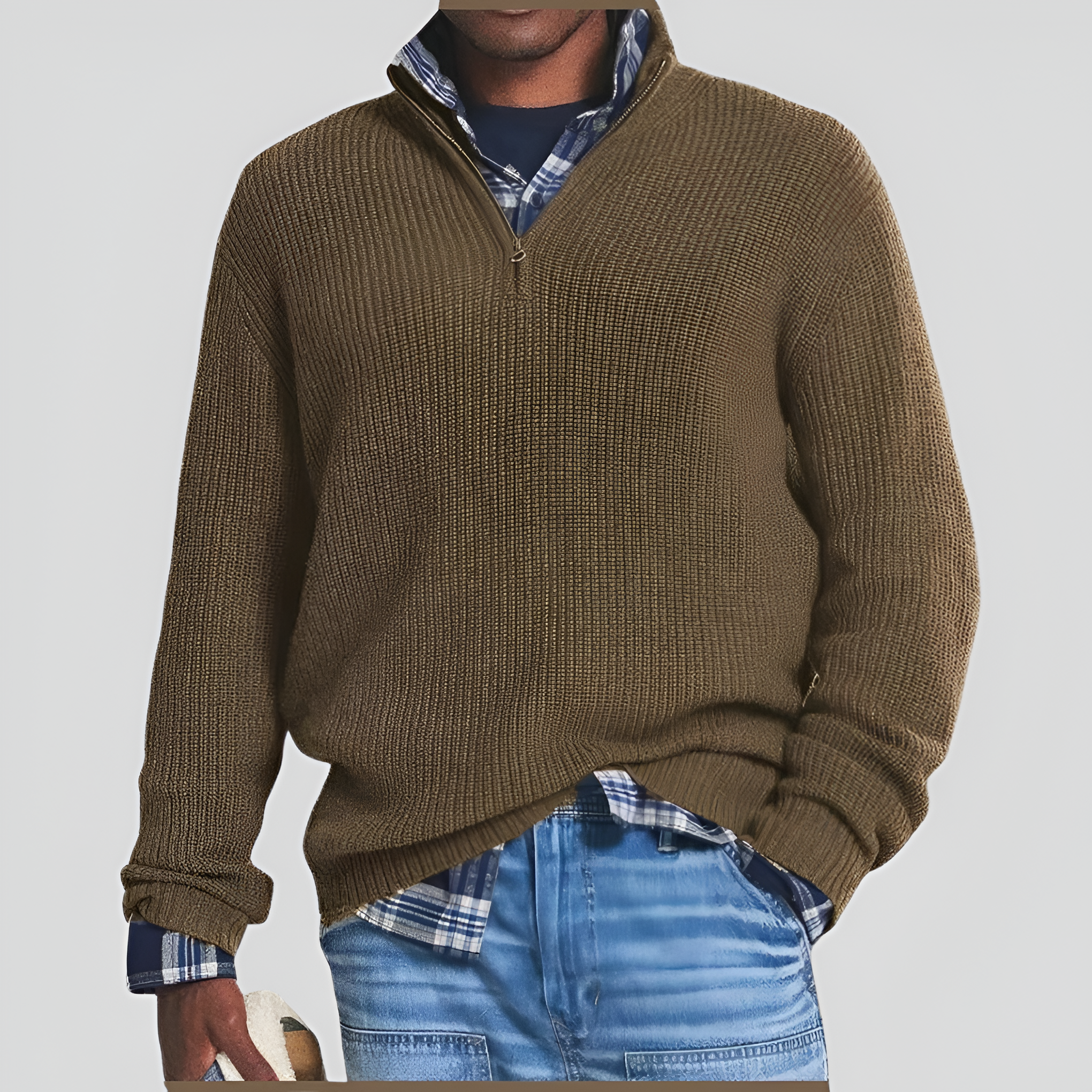 Ribbed Pullover Jumper | Men’s Winter Quarter Zip