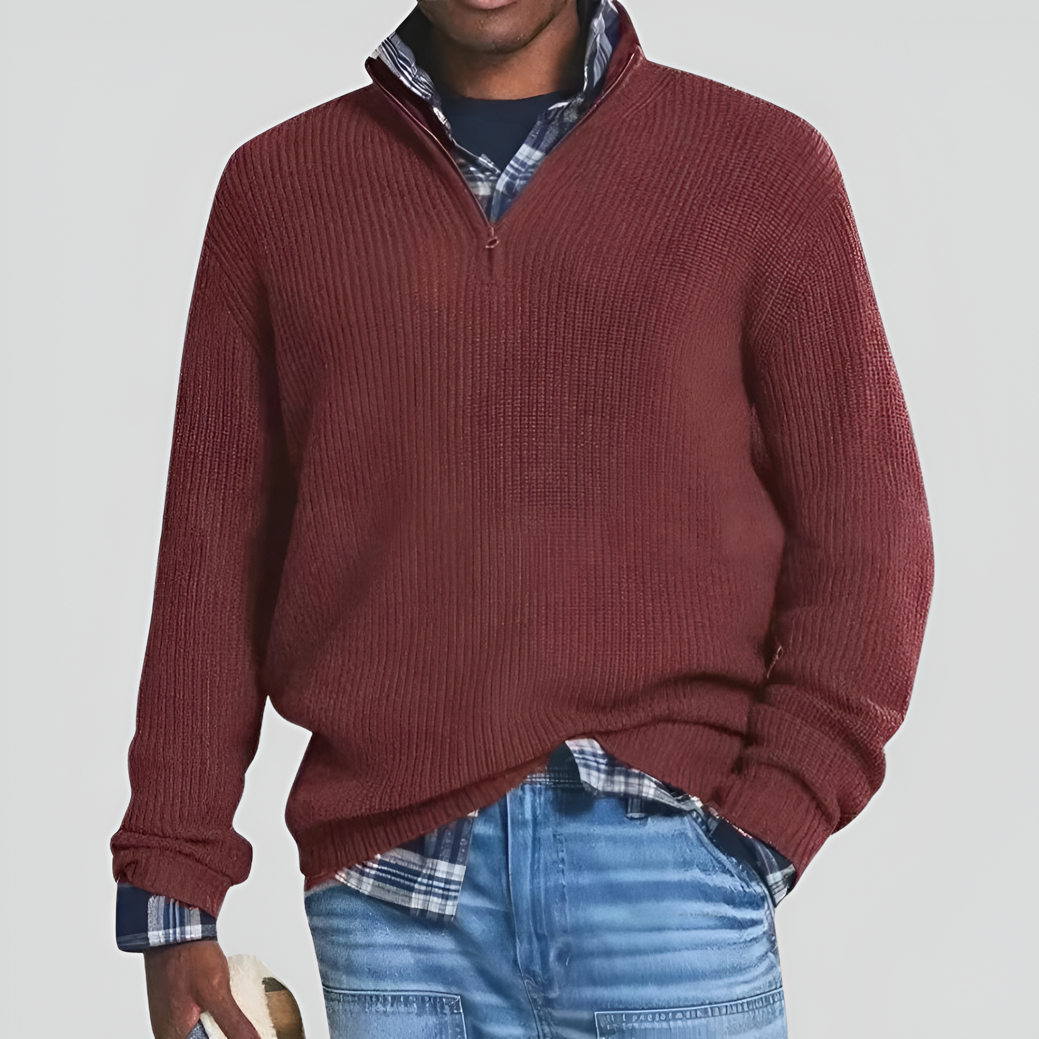 Ribbed Pullover Jumper | Men’s Winter Quarter Zip