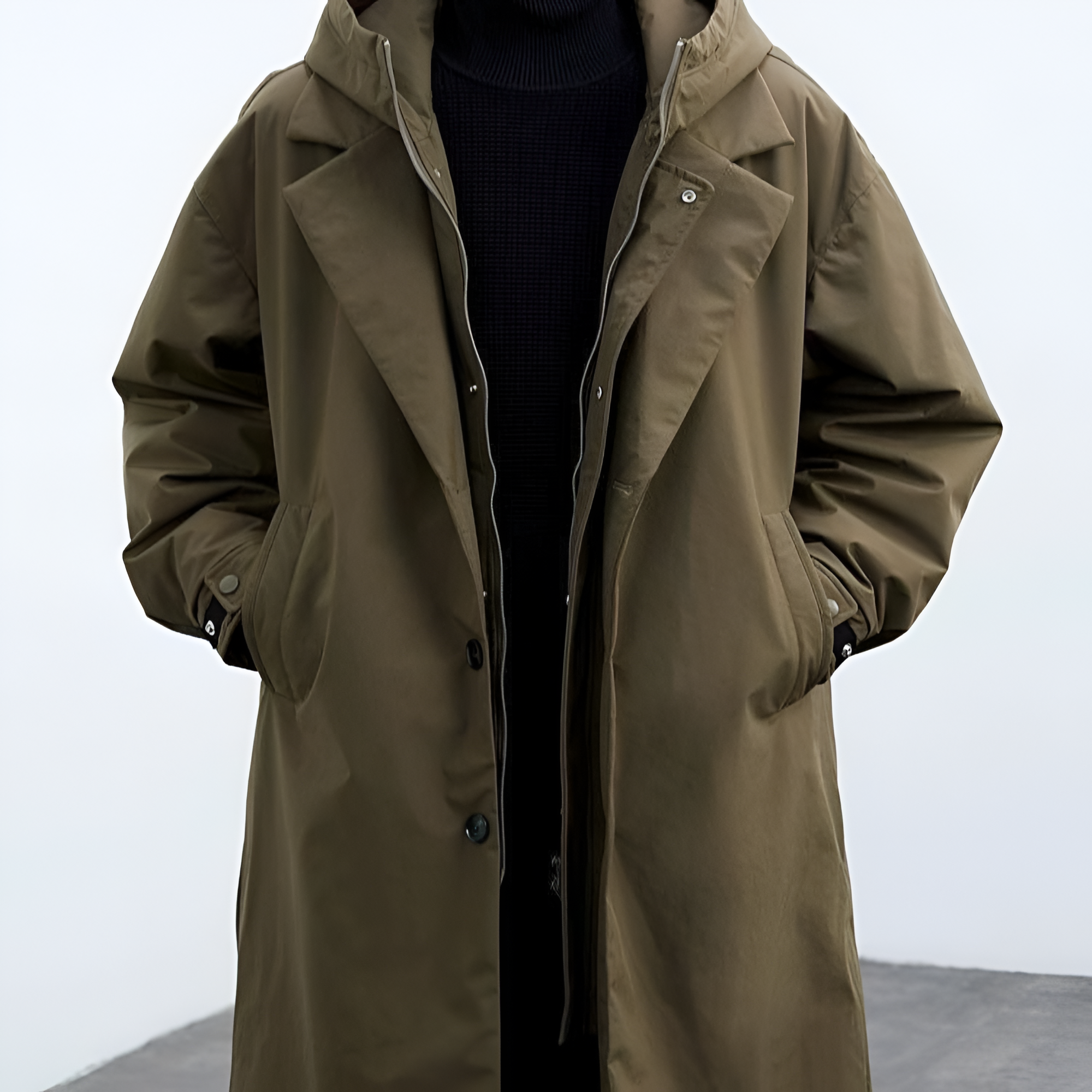 Full-Zip Hooded Overcoat | Men's Winter Lightweight