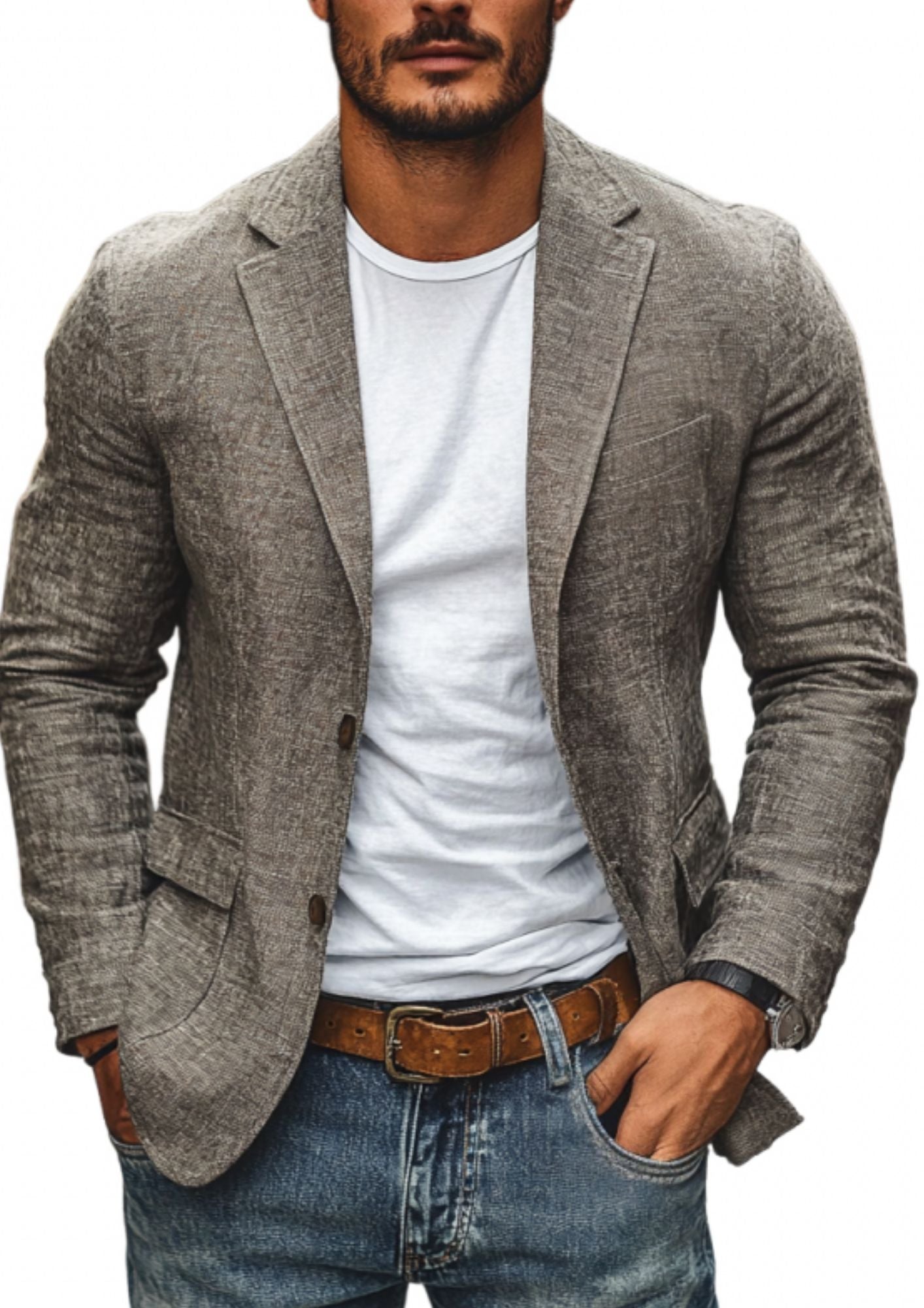 Notch Lapel Single-breasted Blazer | Men's Slim-fit