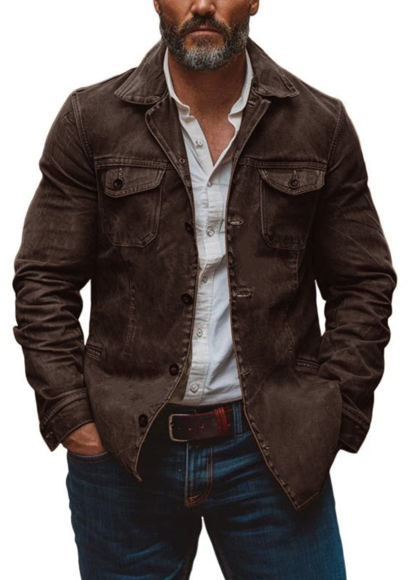 Vintage Trucker Jacket | Men's Multi-Pocket