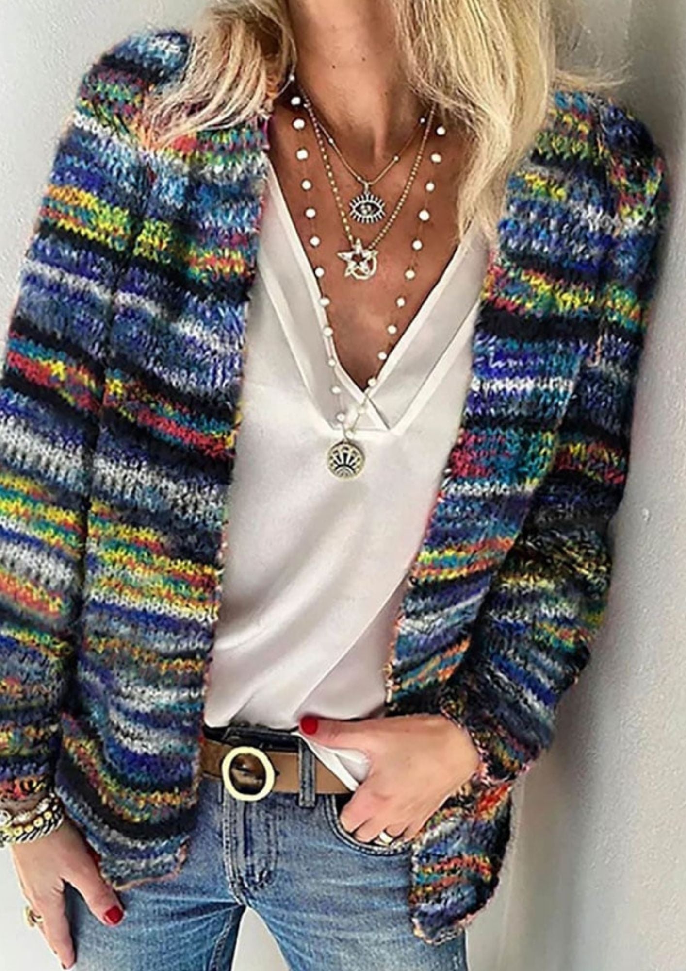 Colorful Knitted Cardigan | Women's Tailored Fit