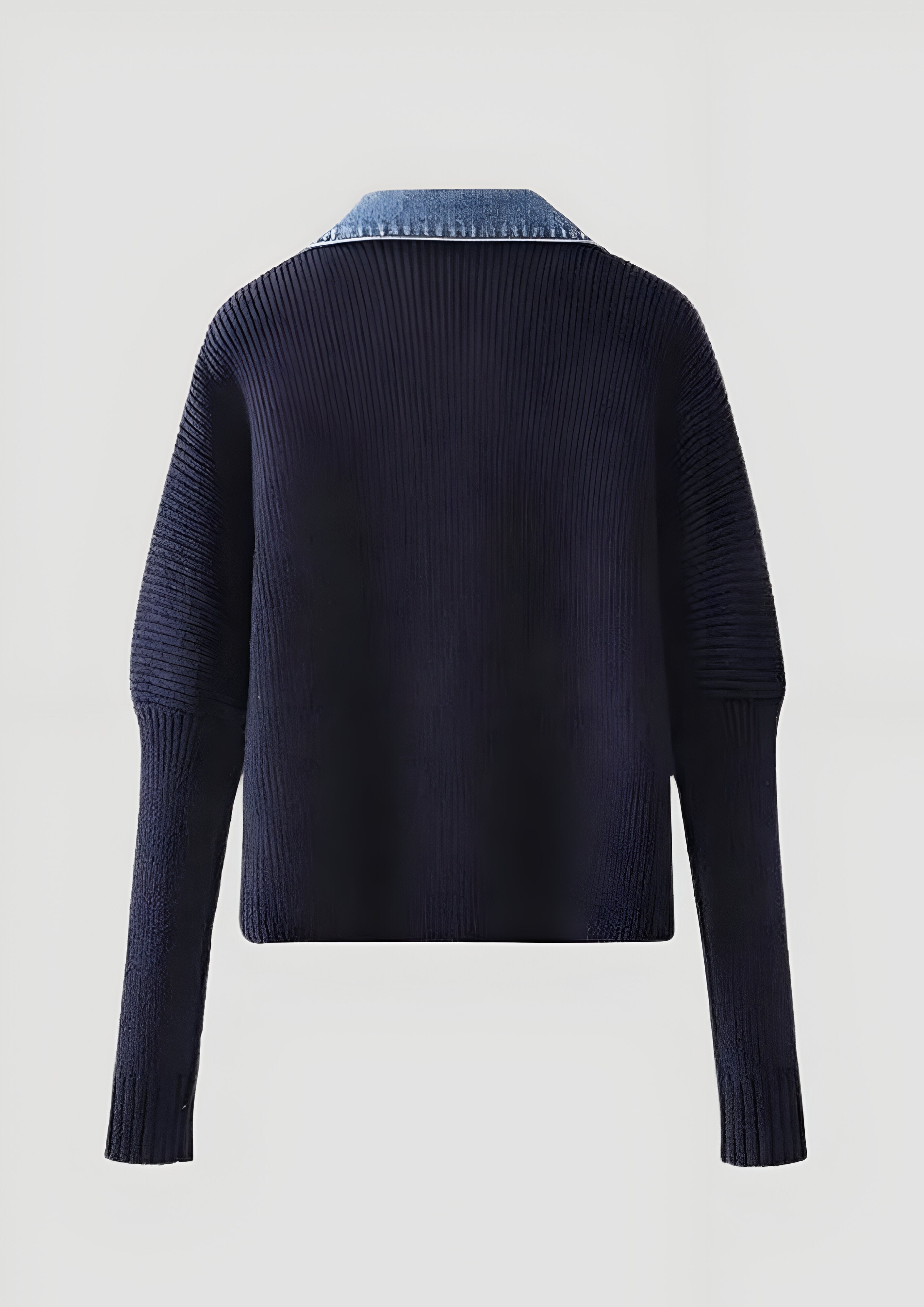 Navy Collared Cardigan | Women’s Denim Trim