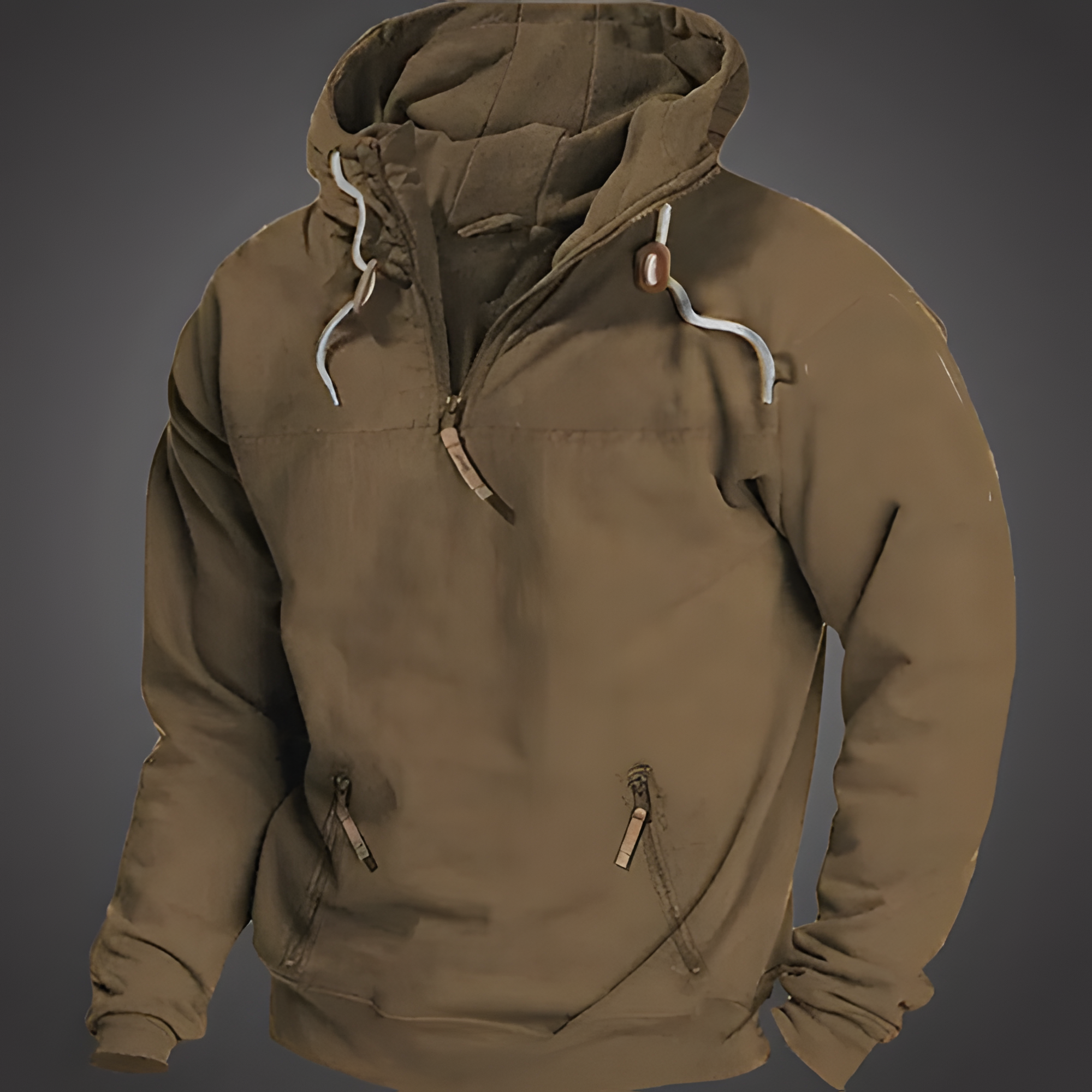 Hooded Pullover Jacket | Half-Zip Front Pocket Style
