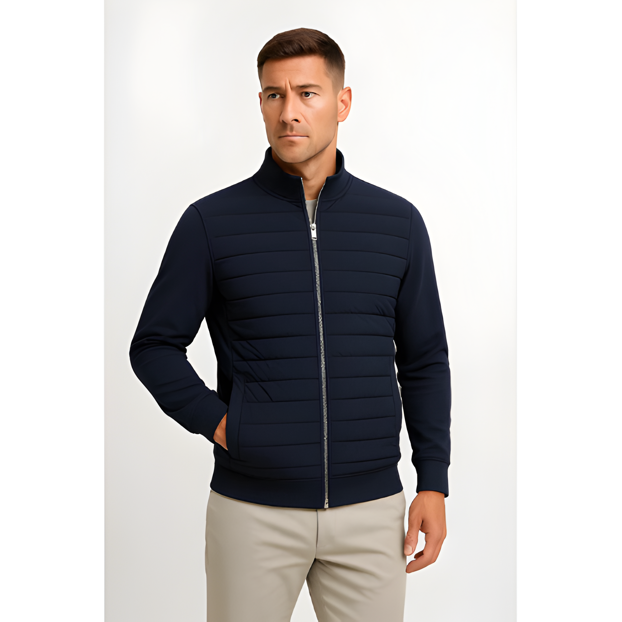 Zip Jacket | Men’s Stand Collar Panelled Style
