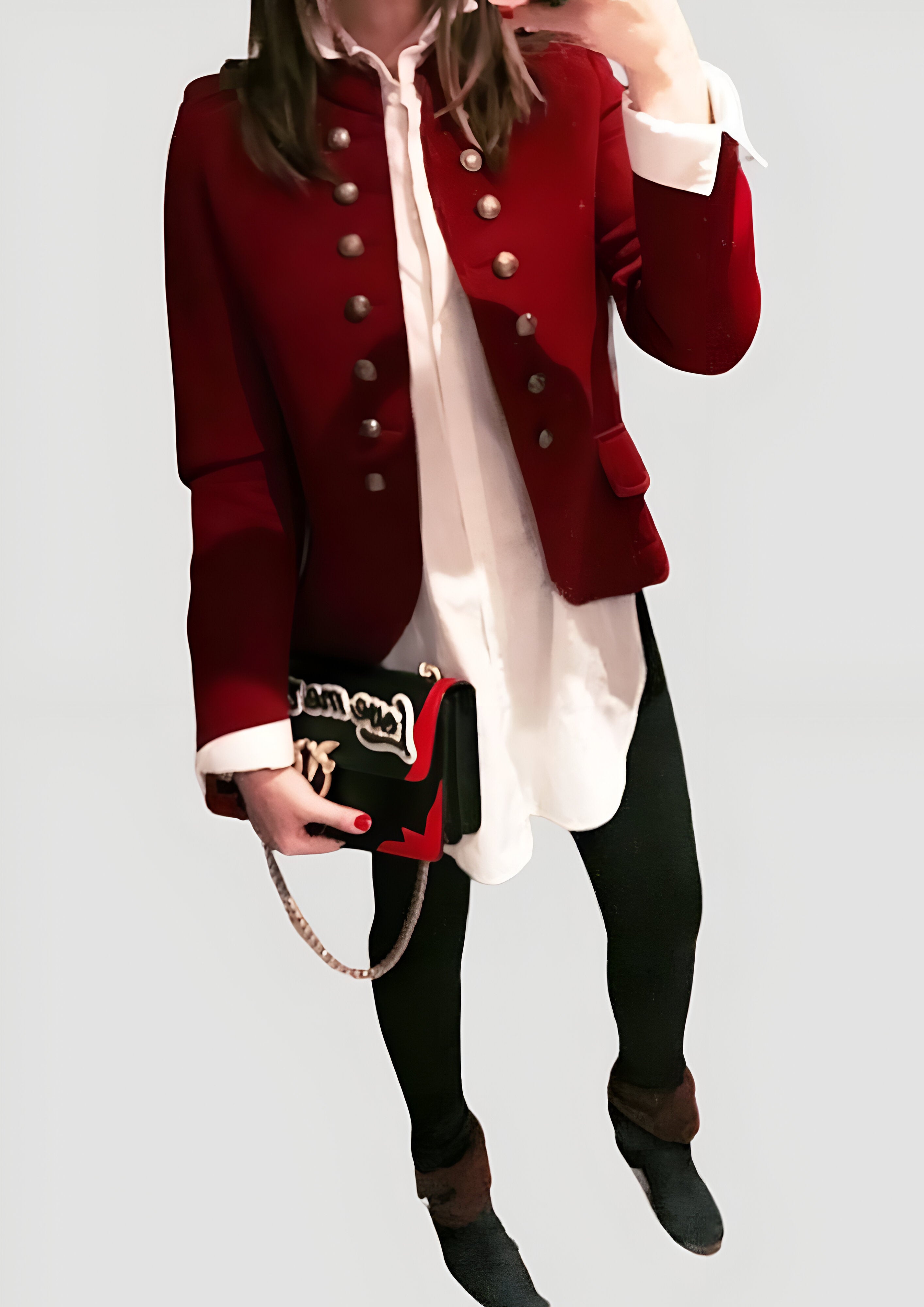 Metal Button Blazer | Women’s Military Jacket