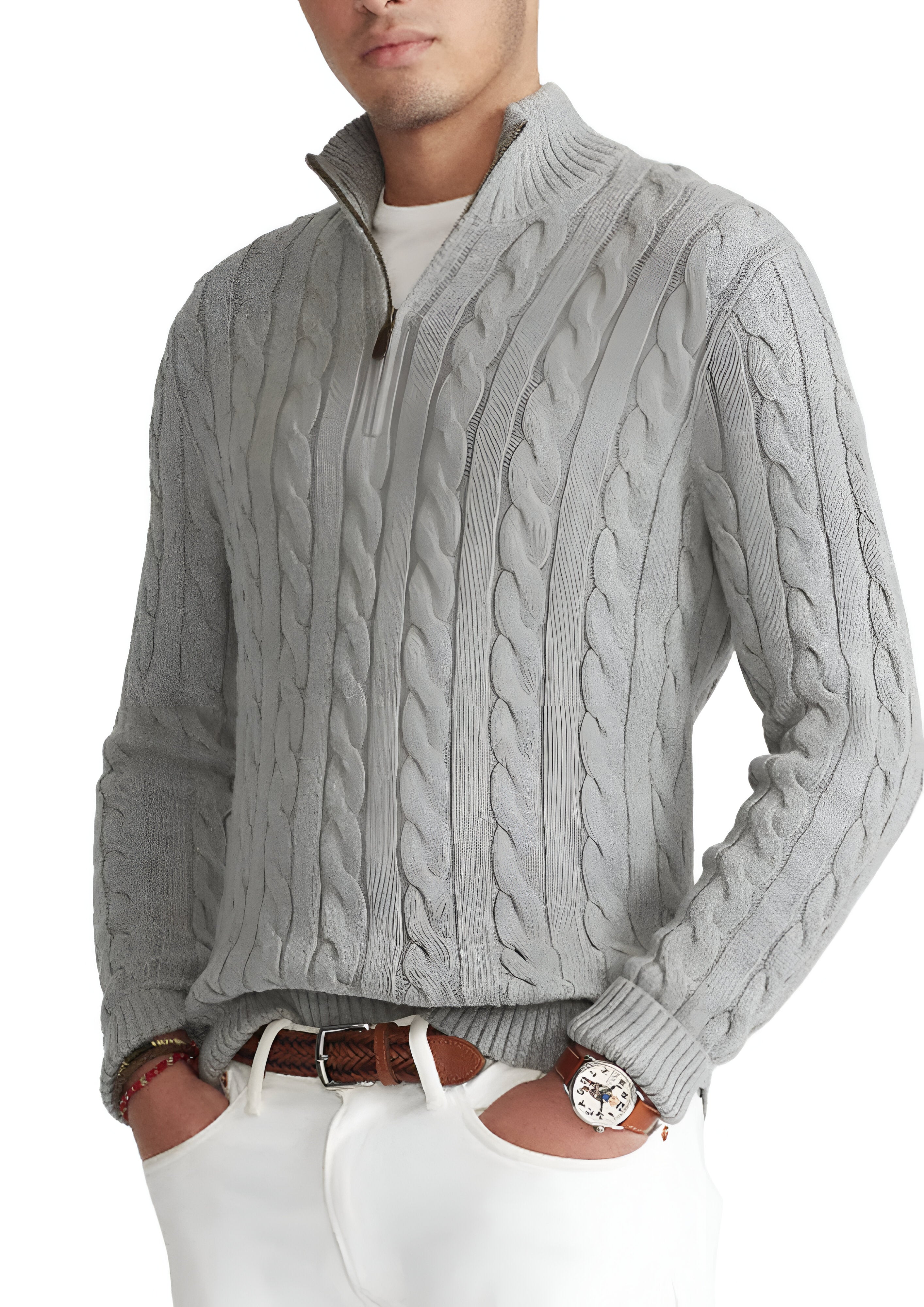 Half Zip Rib-Knit Jumper | Men's Long Sleeve