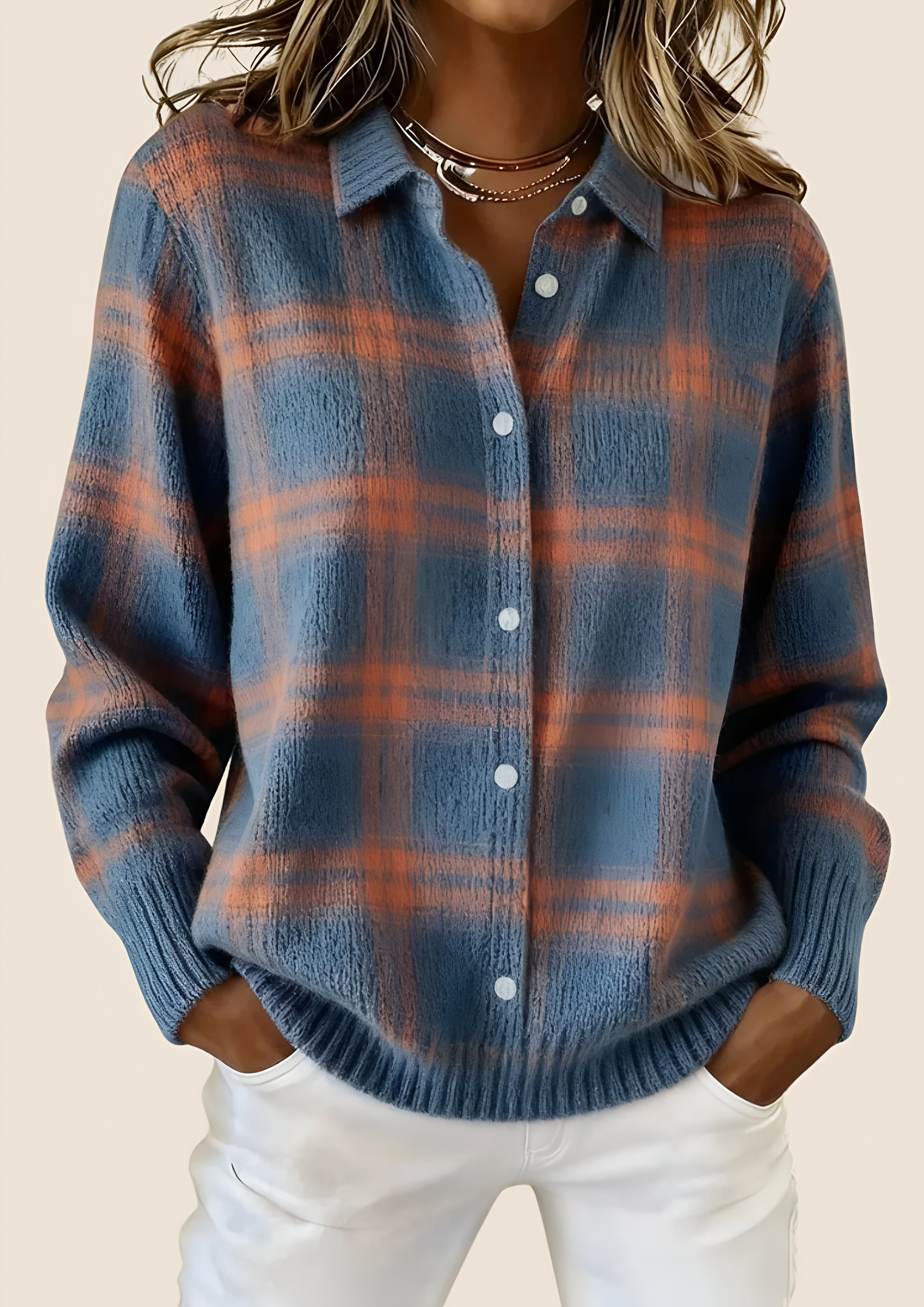 Women's Retro Checkered Cardigan | Relaxed Smart Casual