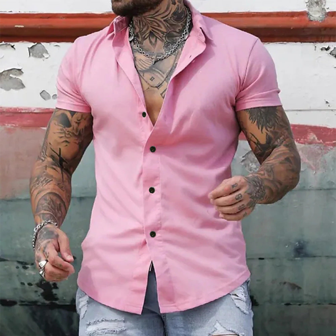 Short Sleeve Shirt | Men's Fitted Button-Front