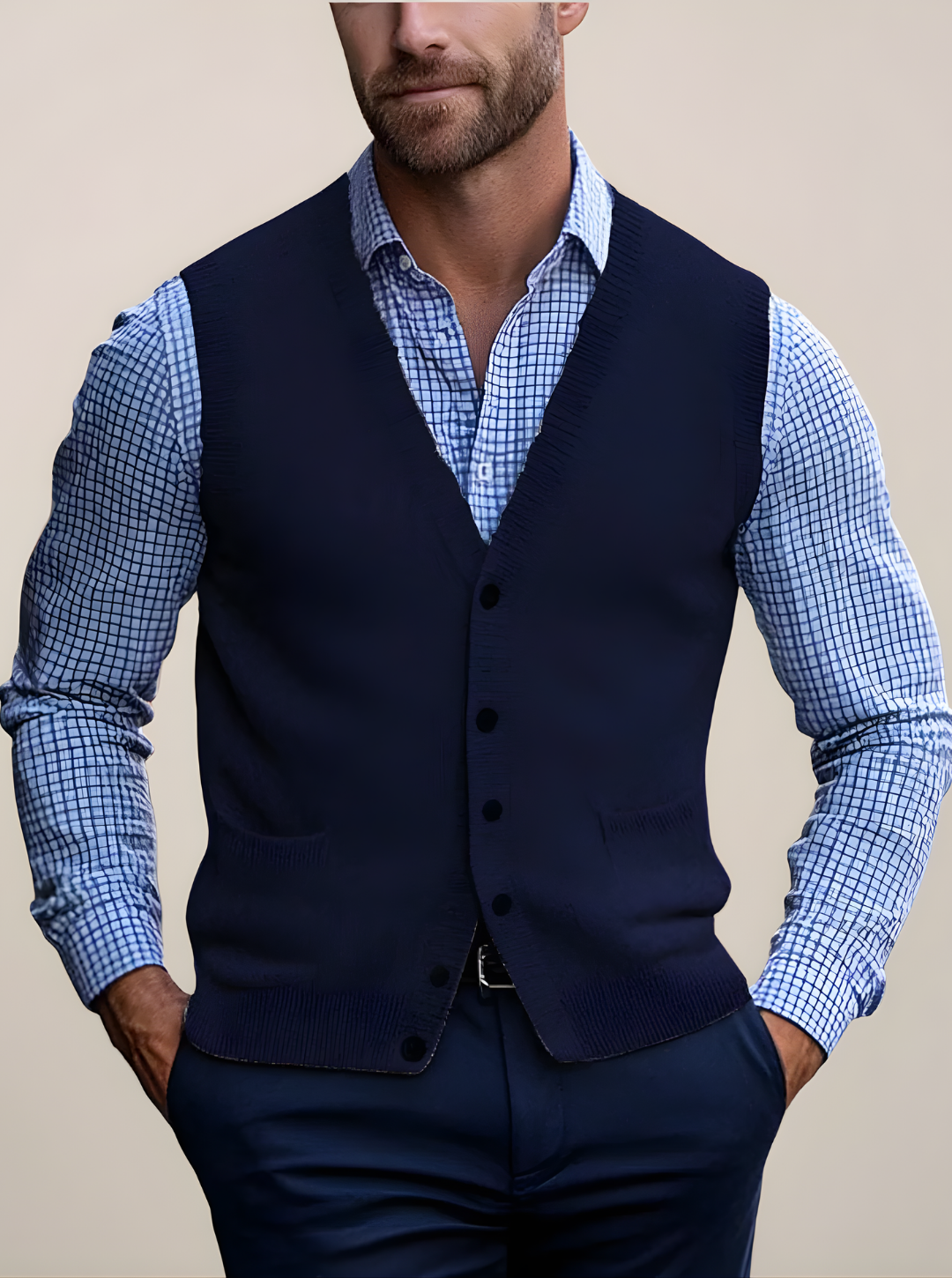 Men’s Summer V-Neck Sleeveless Vest | Button-Front