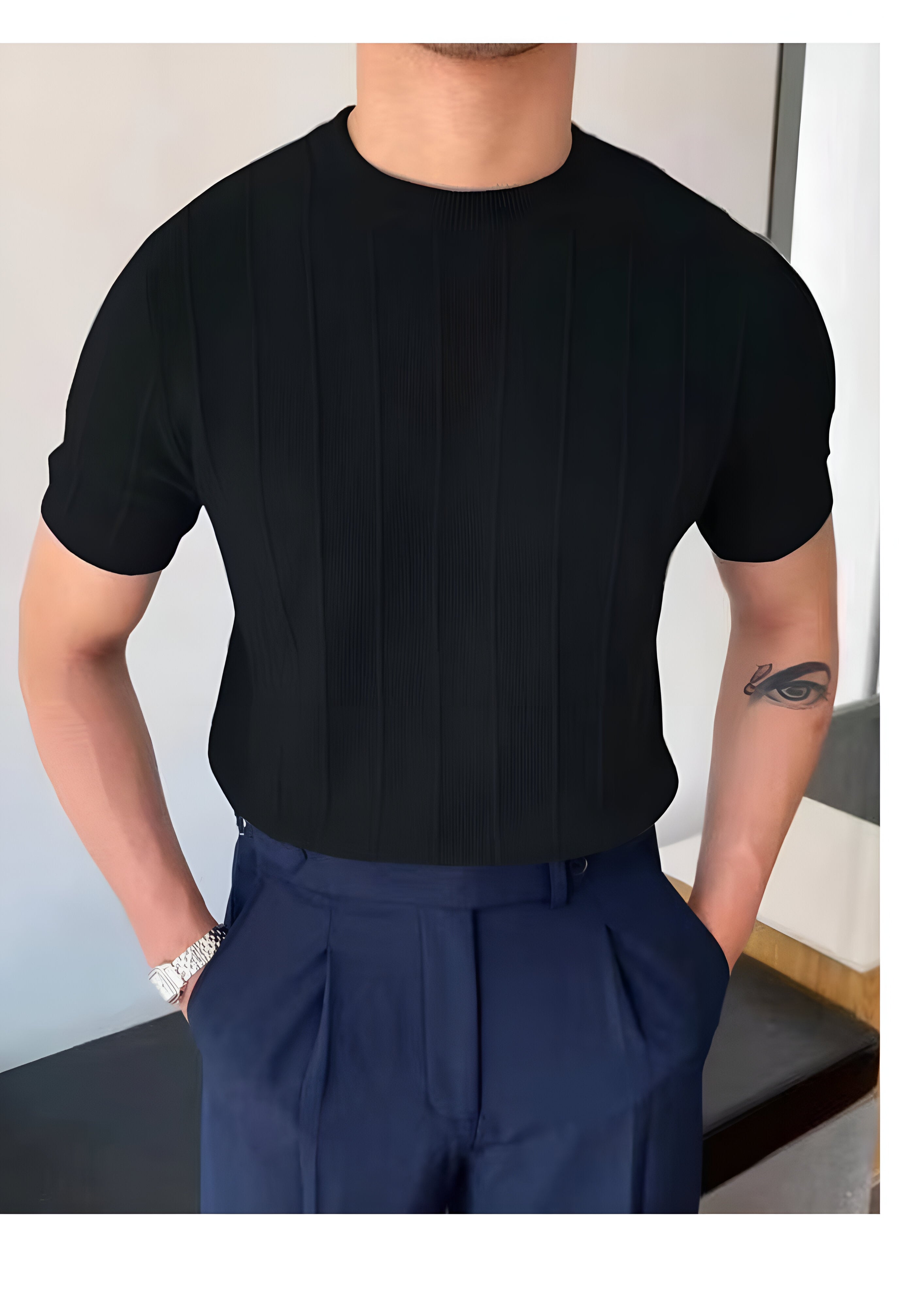 Pull-Over Ribbed Shirt | Men's Short Sleeve