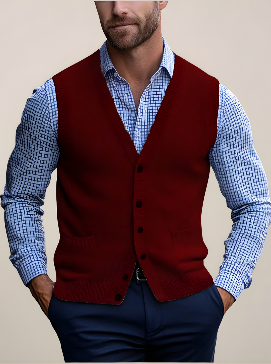 Men’s Summer V-Neck Sleeveless Vest | Button-Front