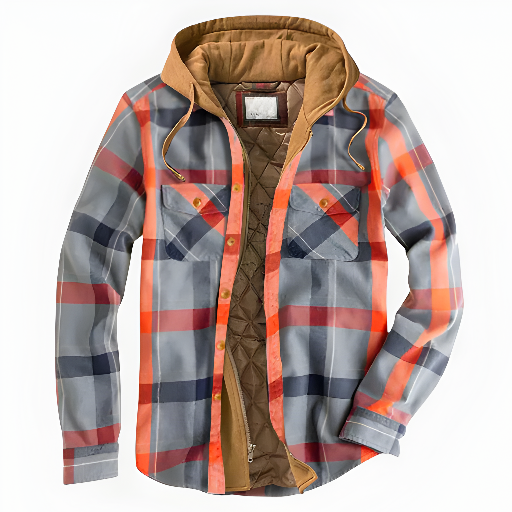 Plaid Hooded Jacket | Men’s Layered Button Front Style