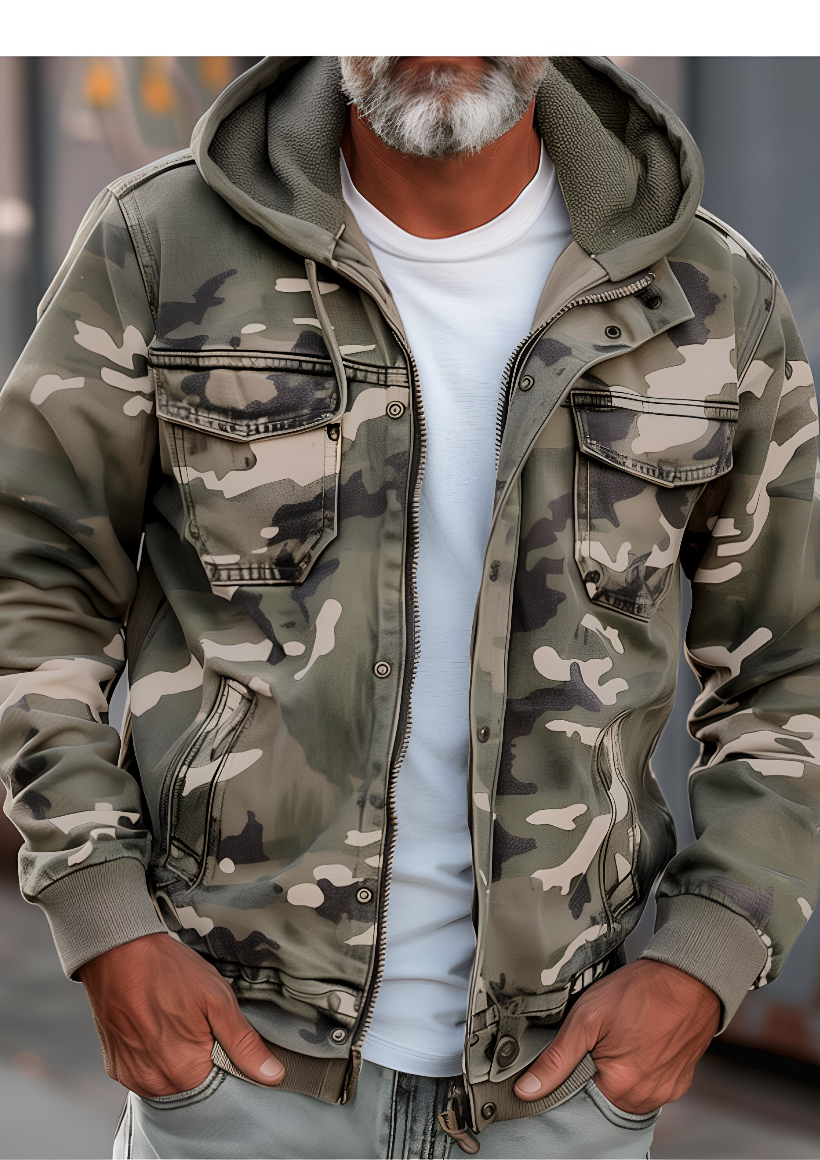 Hooded Cargo Jacket | Men's Camouflage