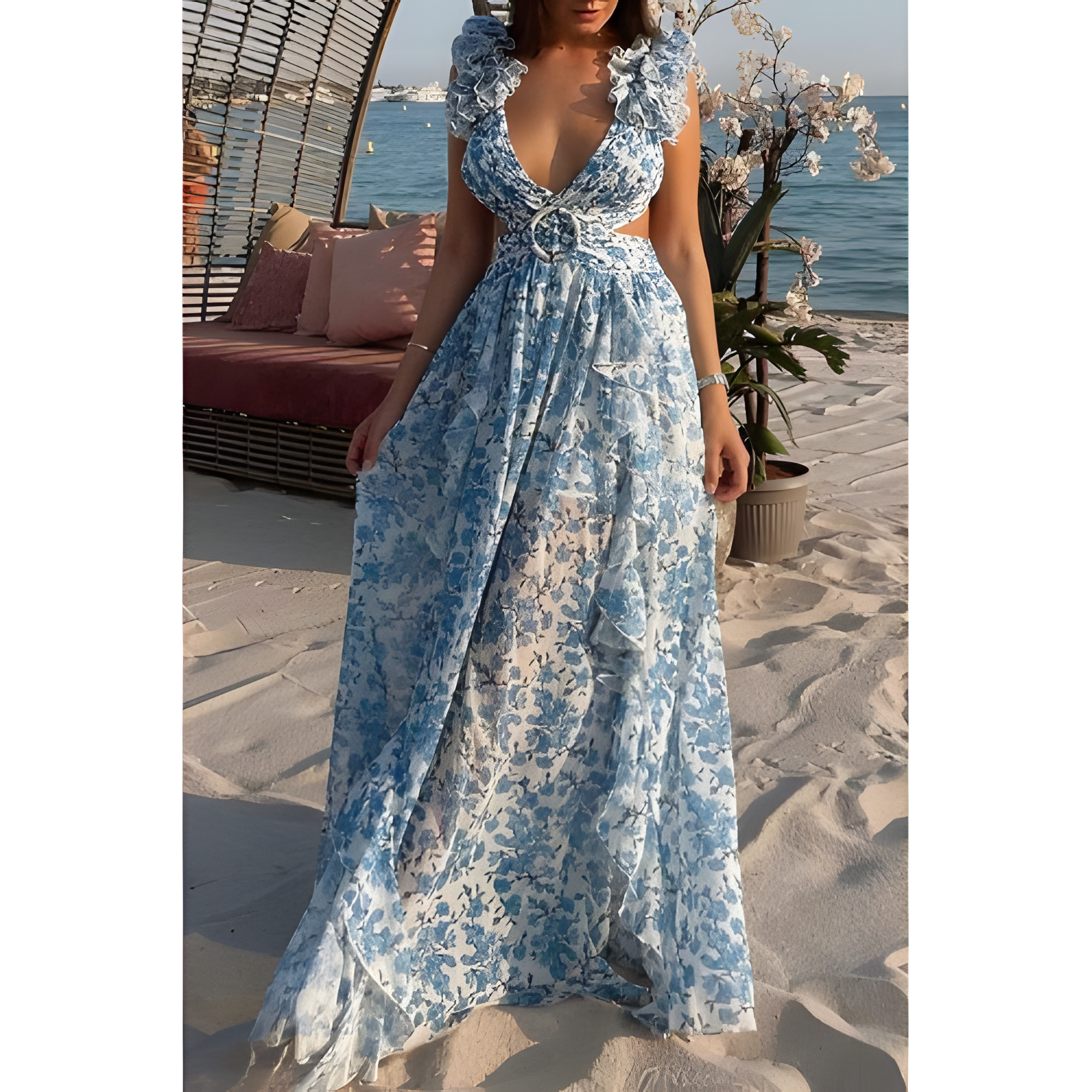 Women's Floral Criss-cross Dress with Ruffles | Summer