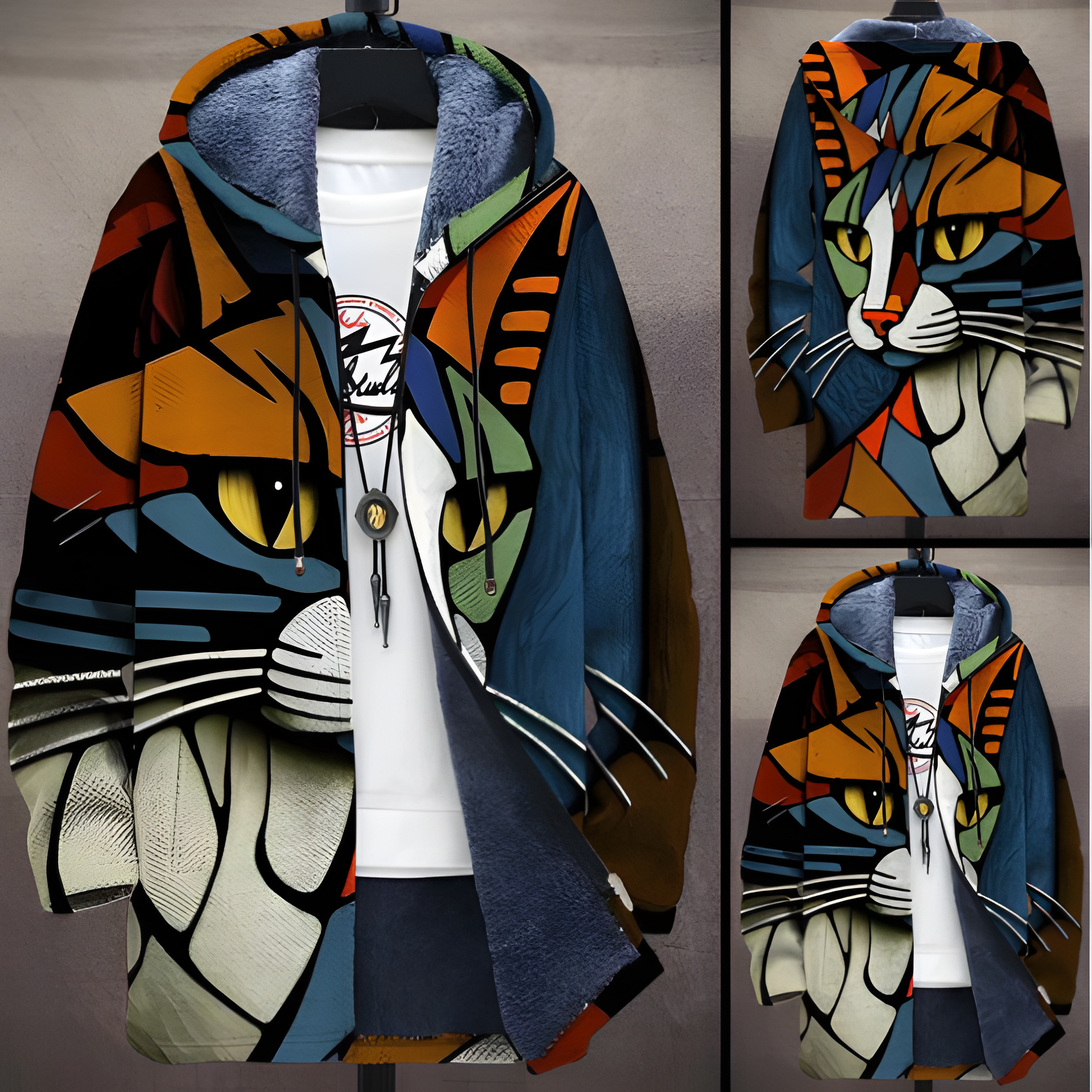 Graphic Hooded Jacket | Men’s Cat Print