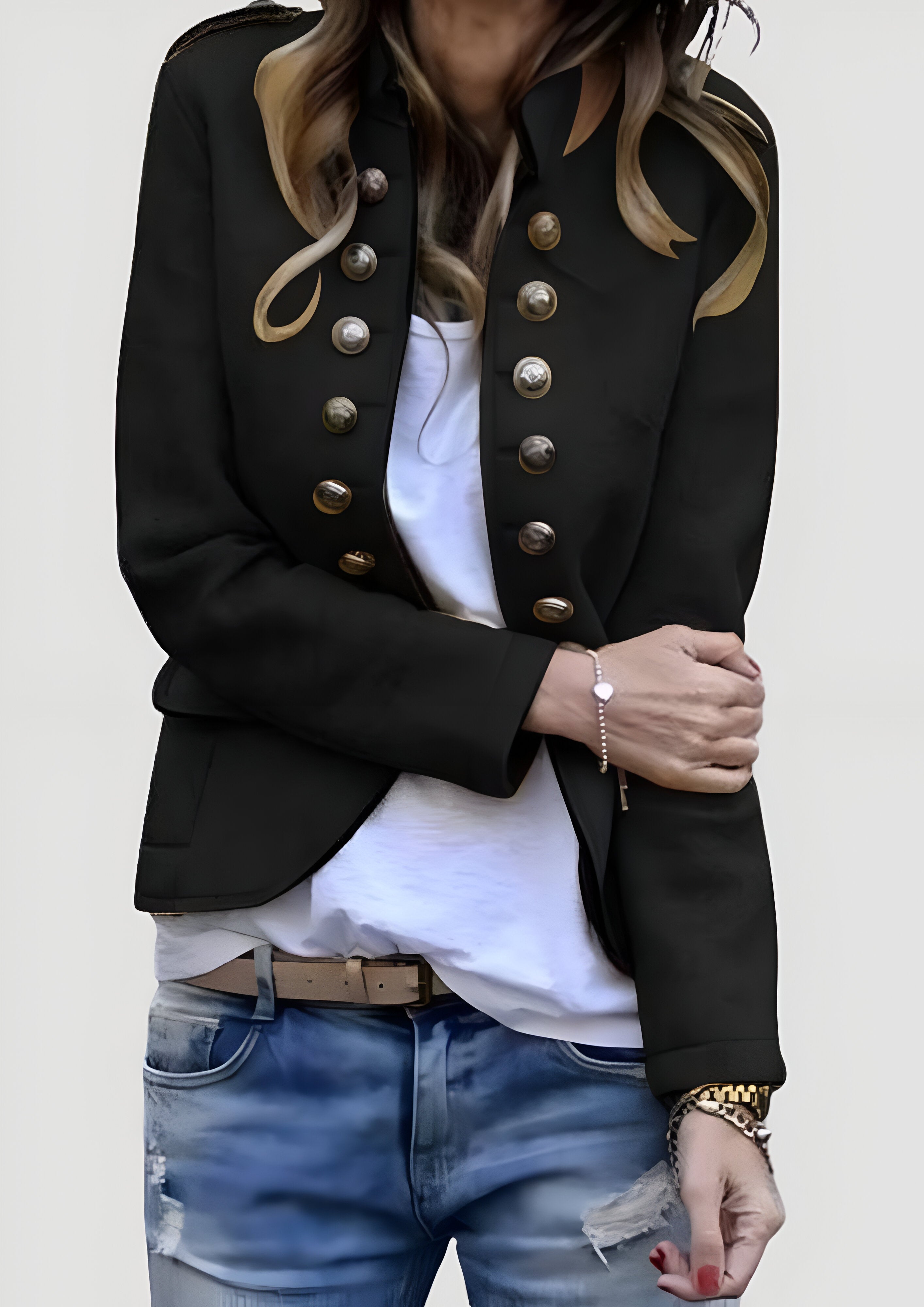 Metal Button Blazer | Women’s Military Jacket