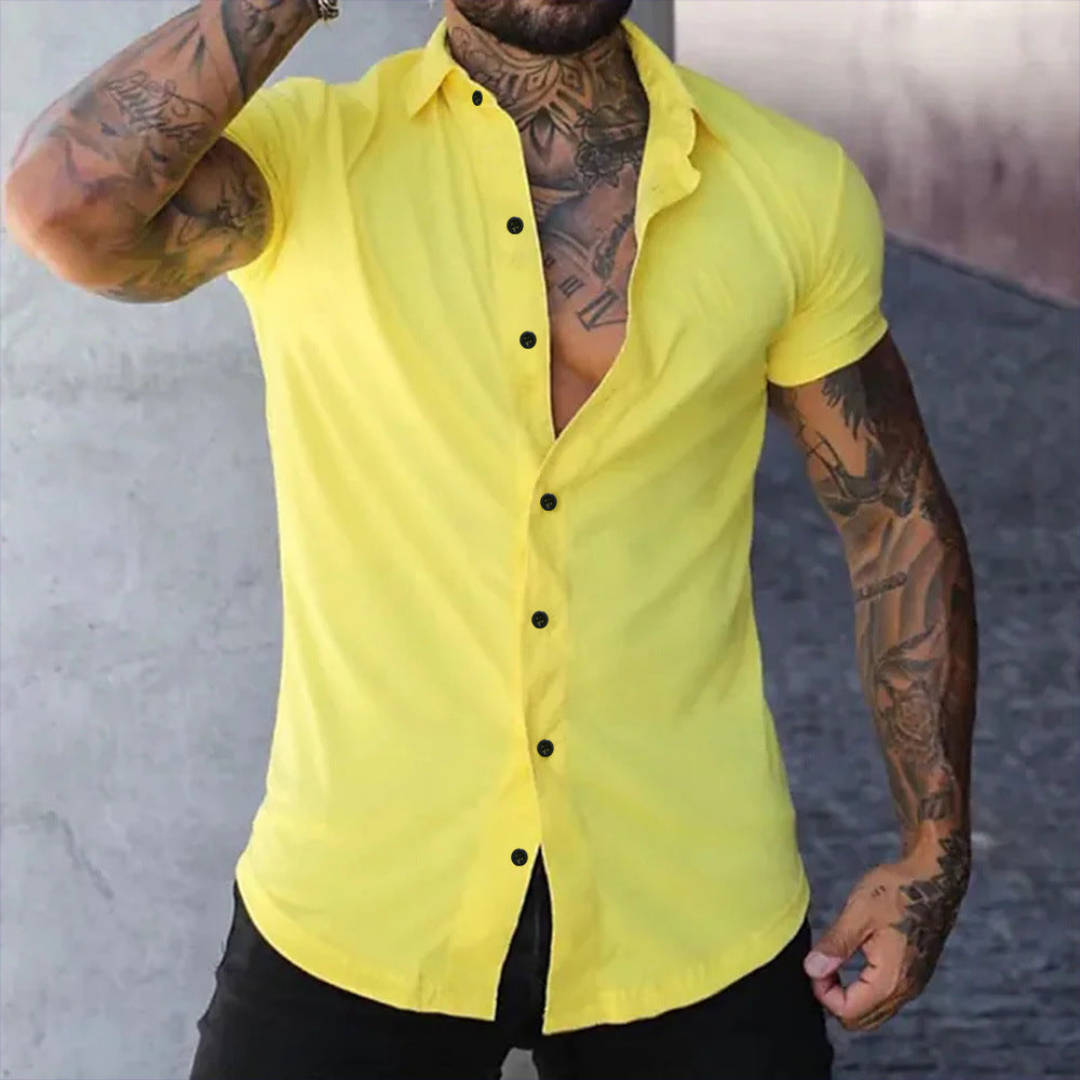 Short Sleeve Shirt | Men's Fitted Button-Front