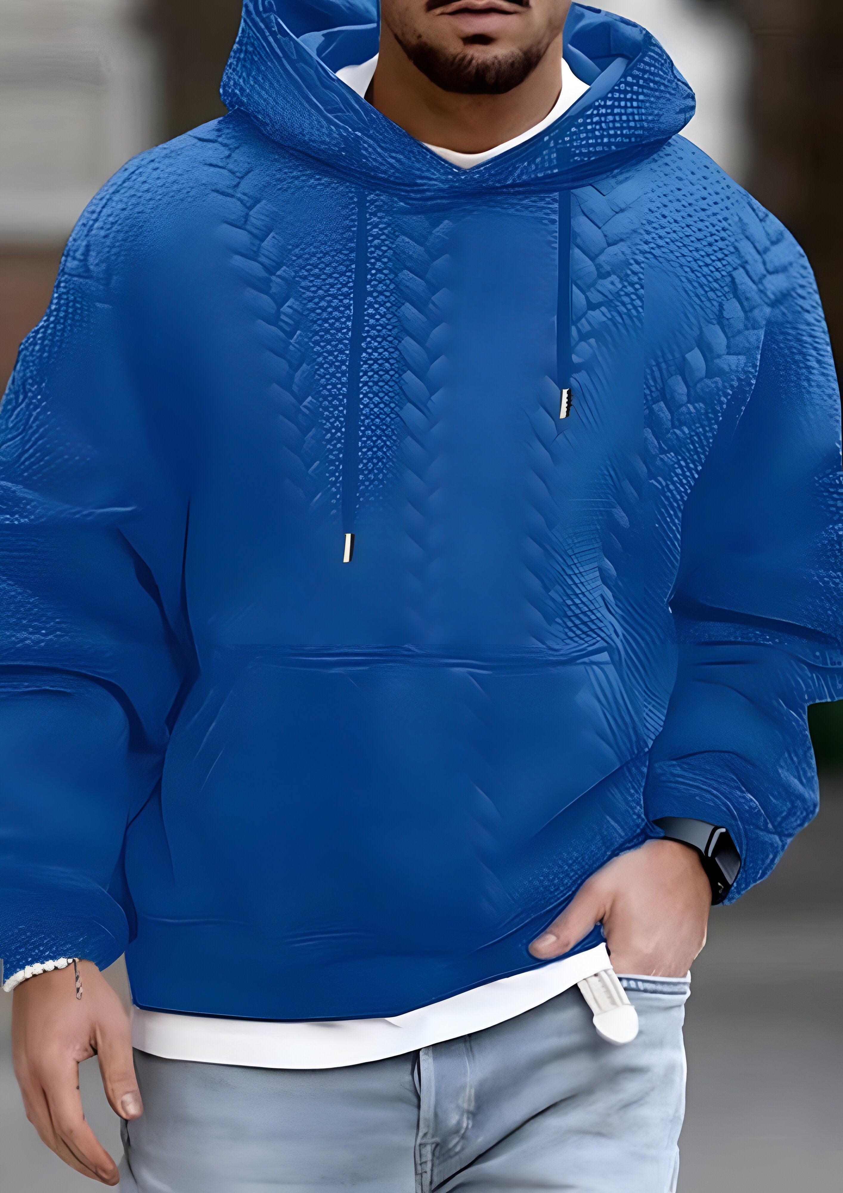 Textured Embossed Hoodie | Men's Kangaroo Pocket