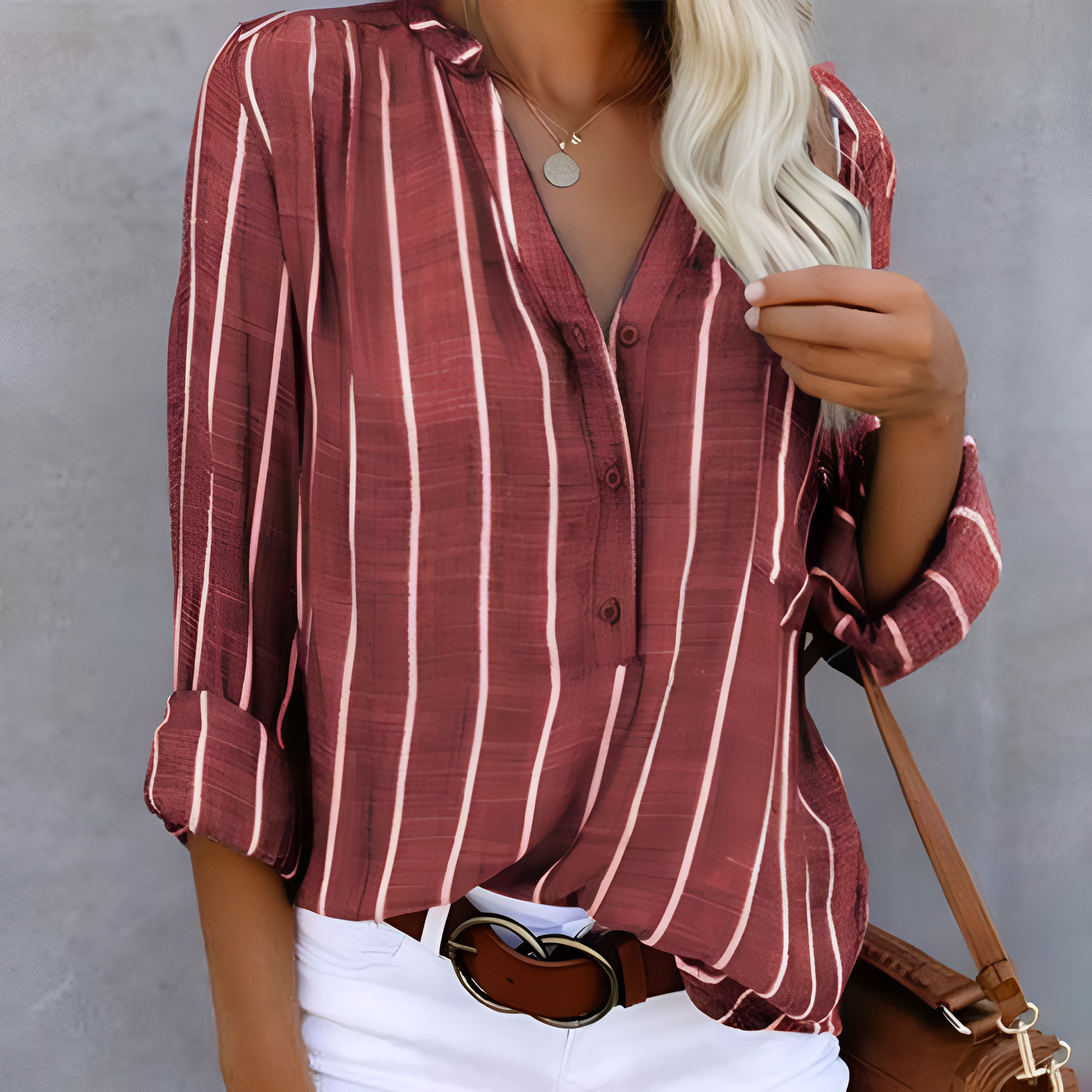 Women's Stylish Striped Blouse | Long-Sleeve