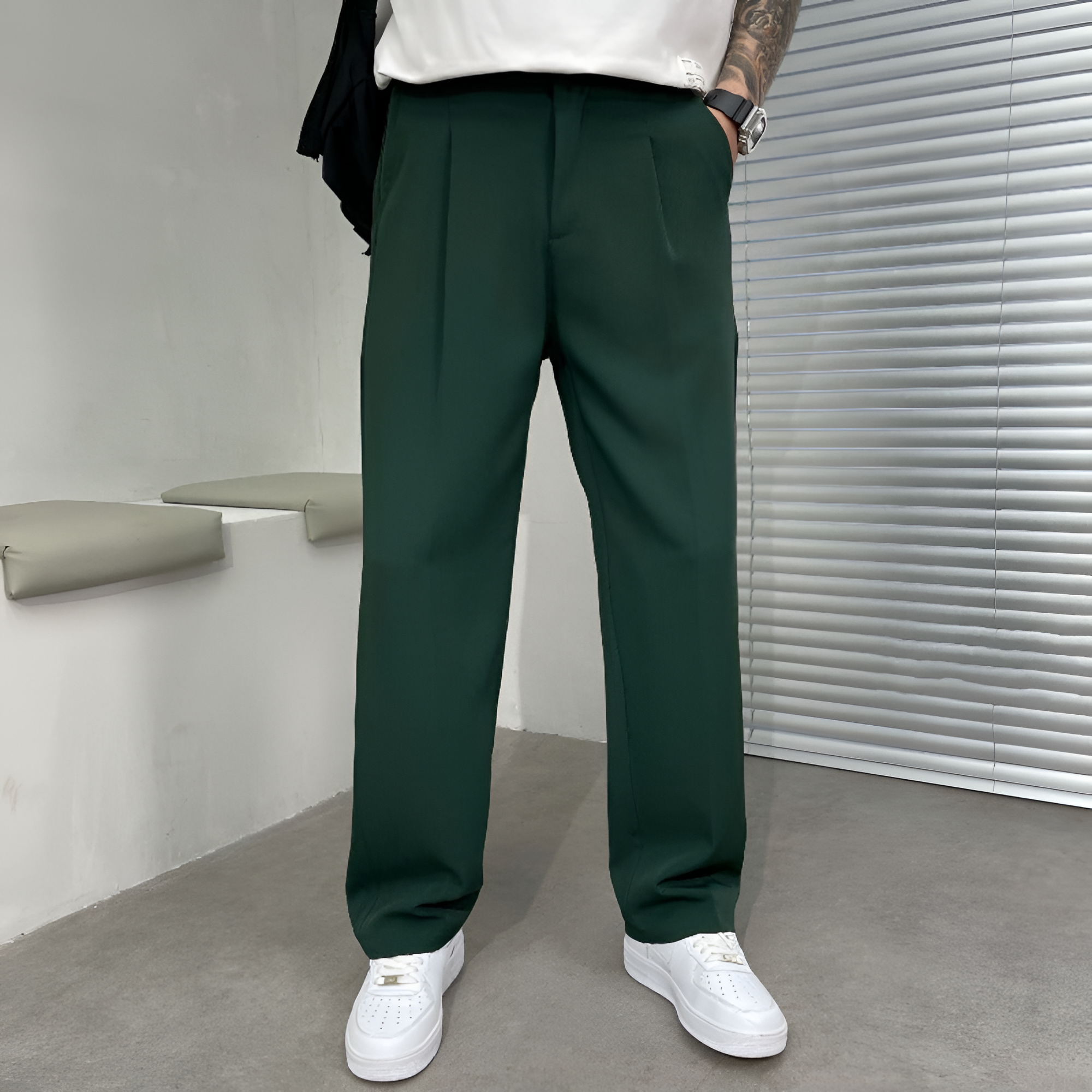Pleated Trousers | Men's Casual Wide-Leg