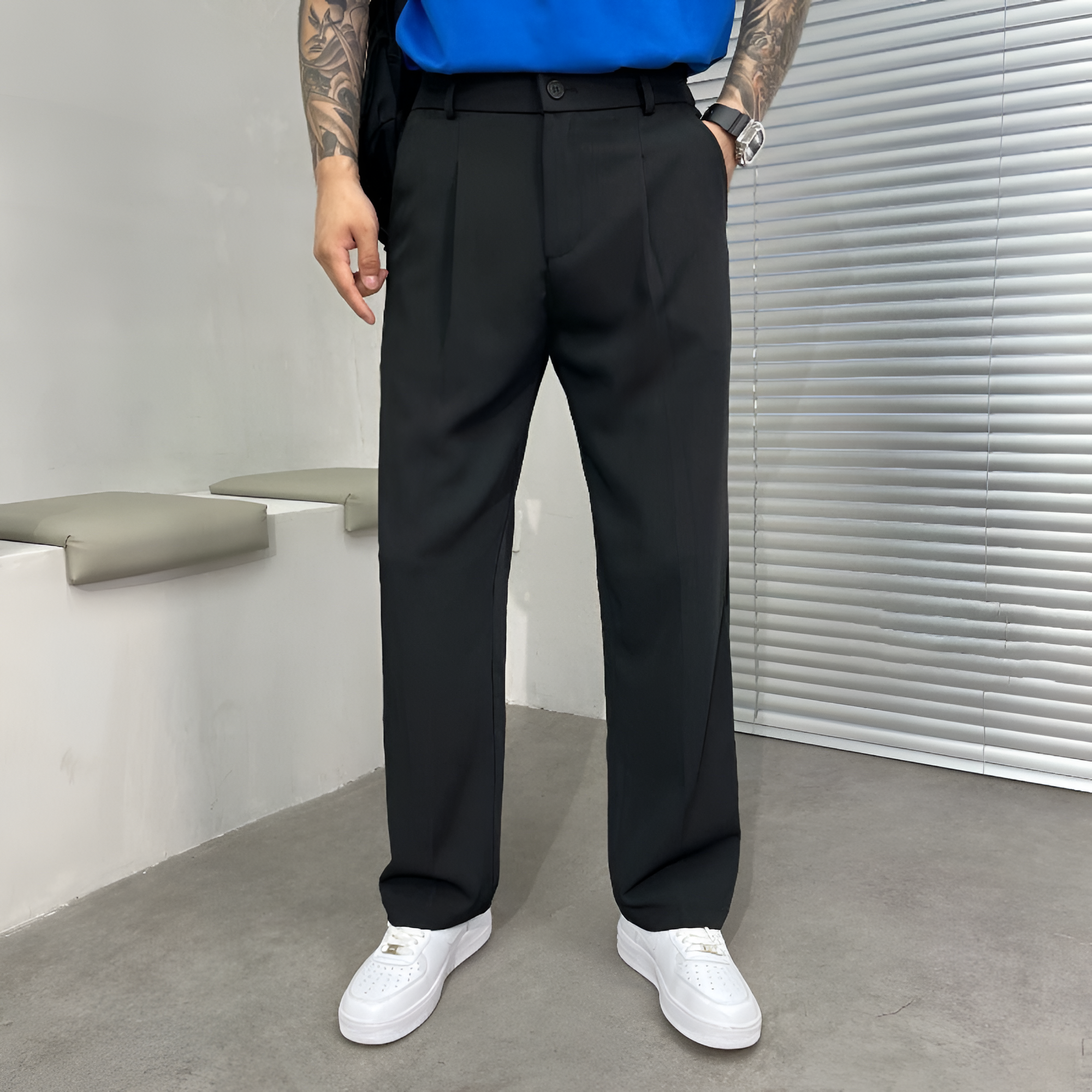 Pleated Trousers | Men's Casual Wide-Leg