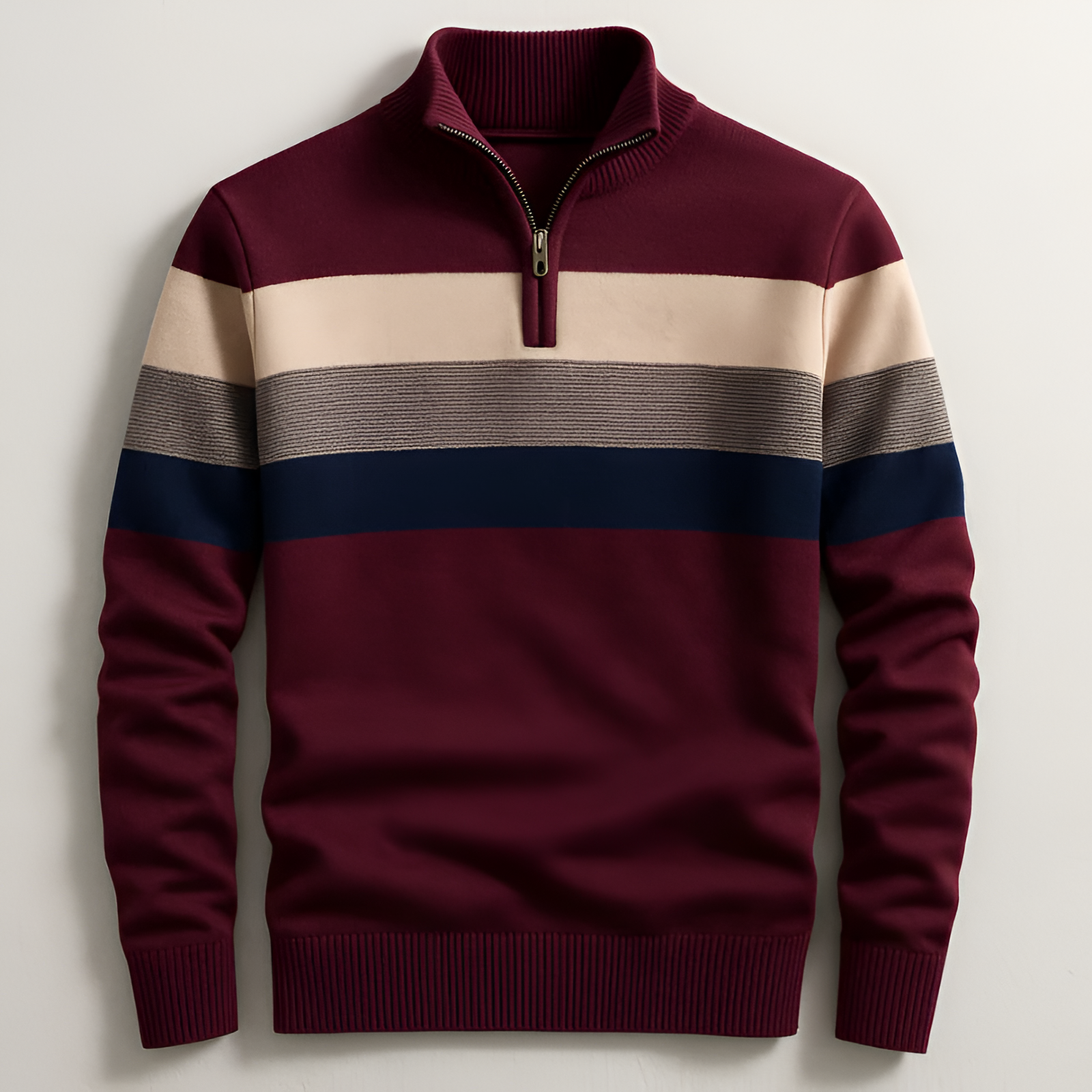 Quarter Zip Striped Jumper | Men's Winter Pullover