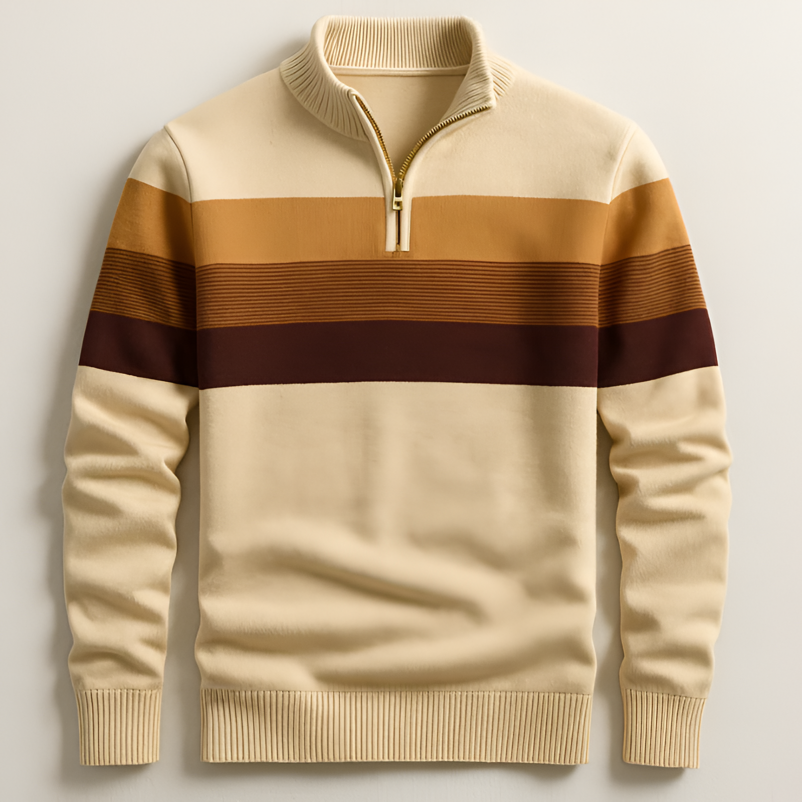 Quarter Zip Striped Jumper | Men's Winter Pullover