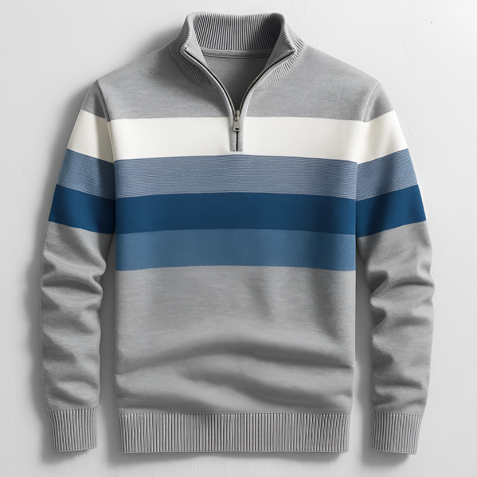 Quarter Zip Striped Jumper | Men's Winter Pullover