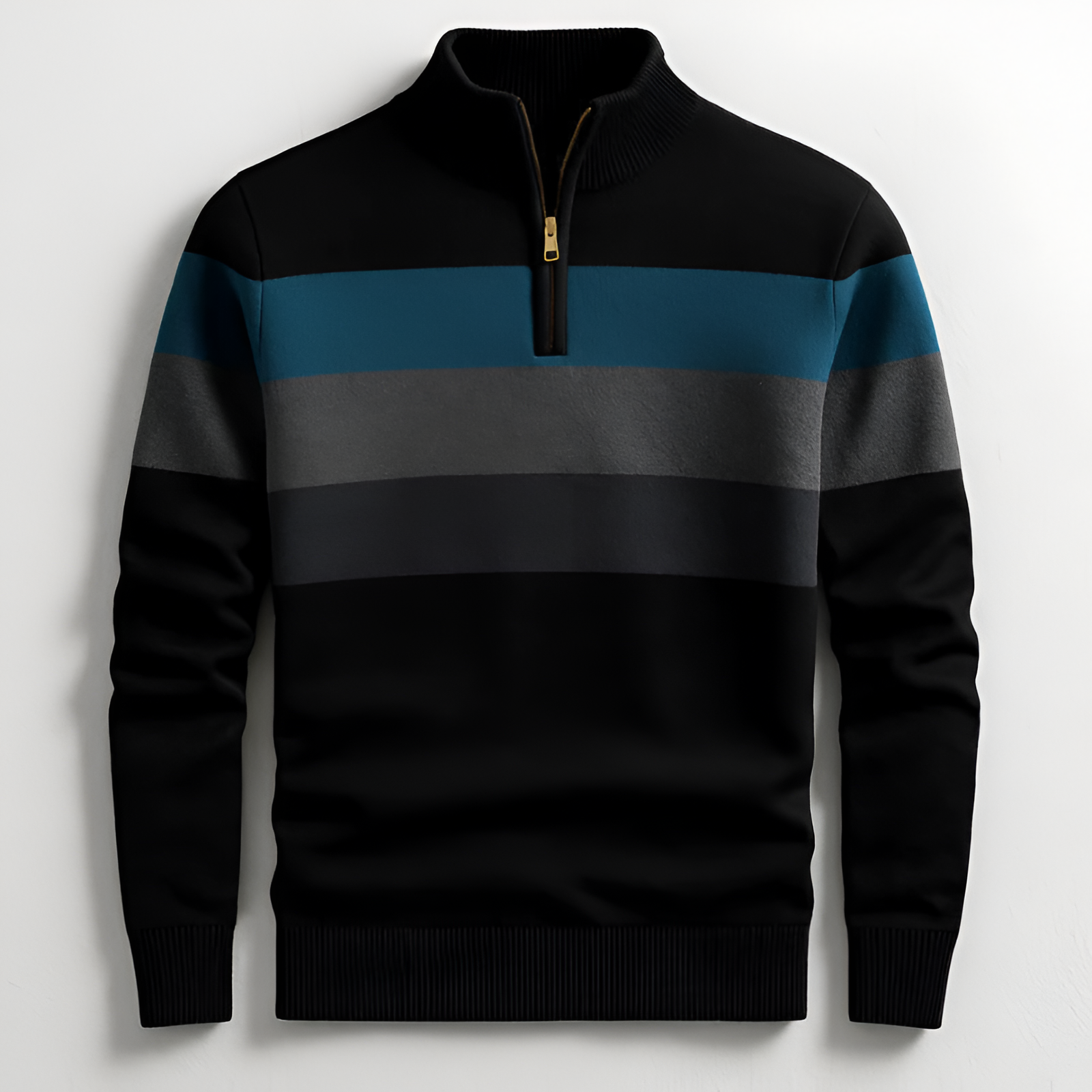 Quarter Zip Striped Jumper | Men's Winter Pullover