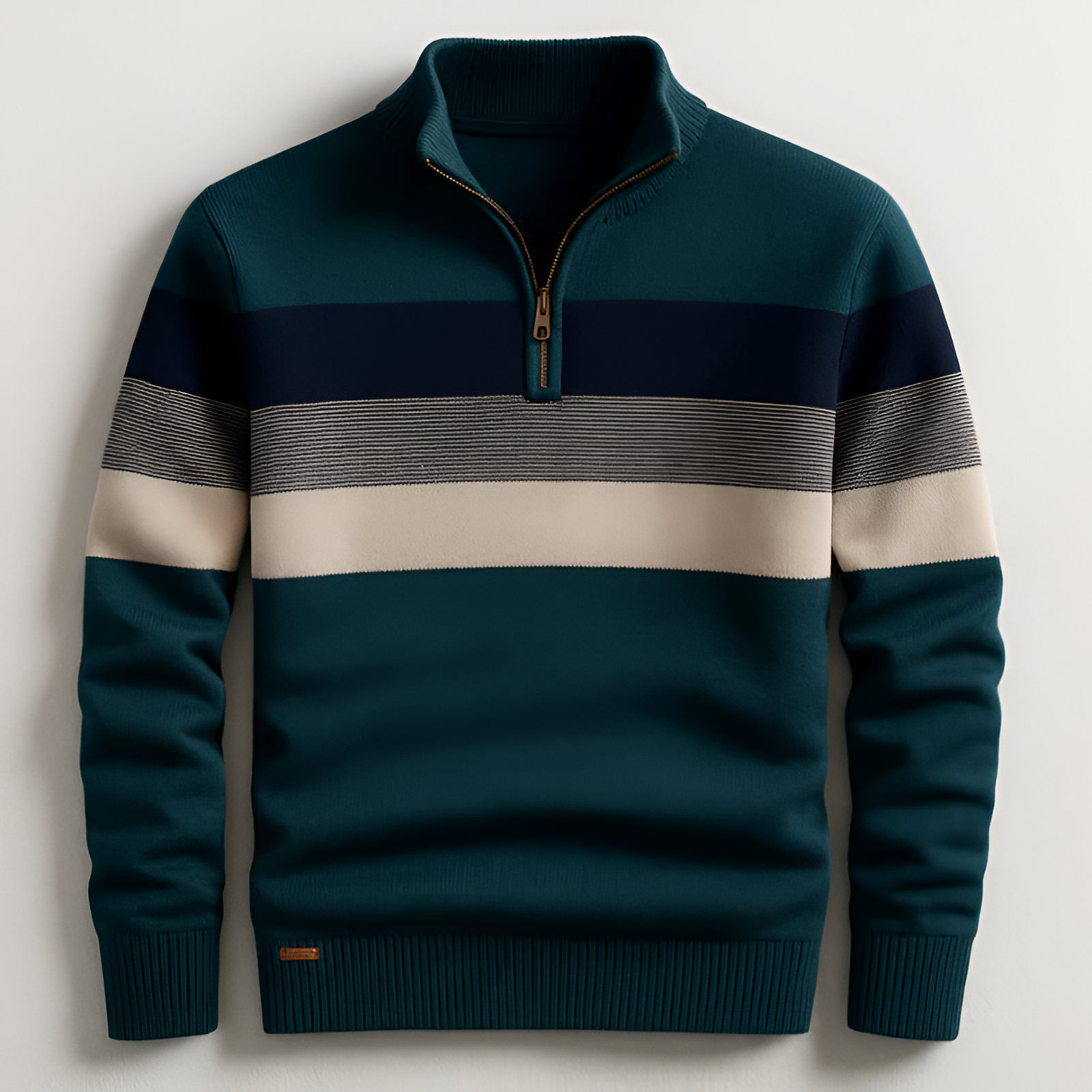 Quarter Zip Striped Jumper | Men's Winter Pullover