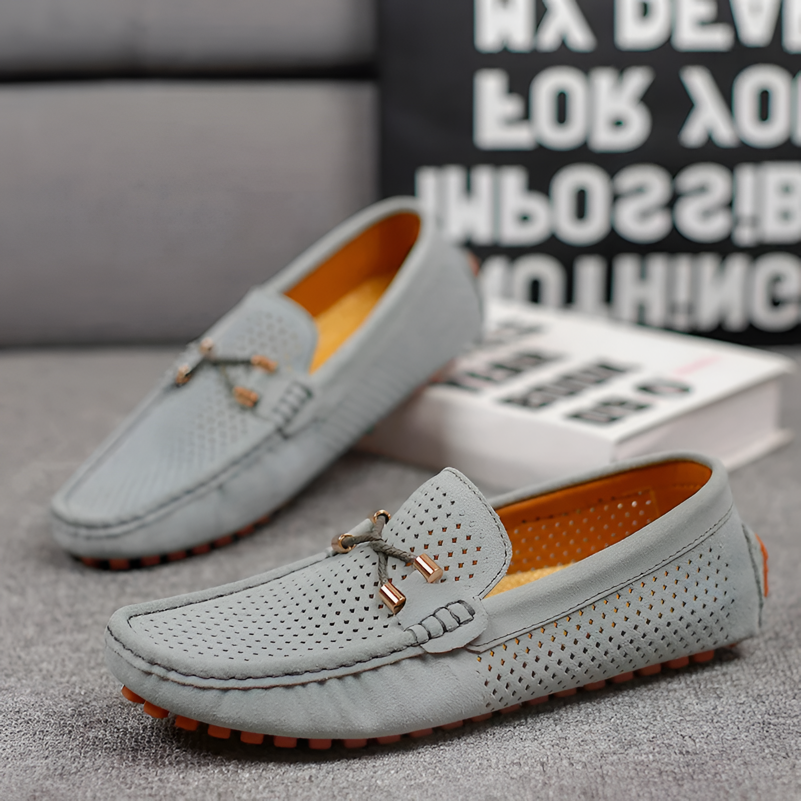 Men's Flat Shoes | Perforated Leather Casual