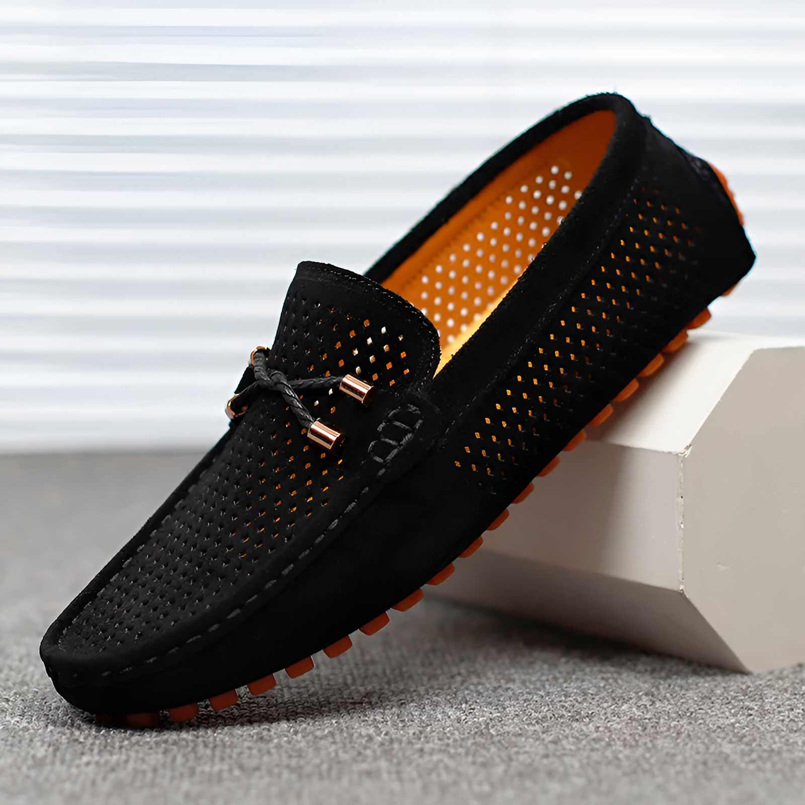 Men's Flat Shoes | Perforated Leather Casual