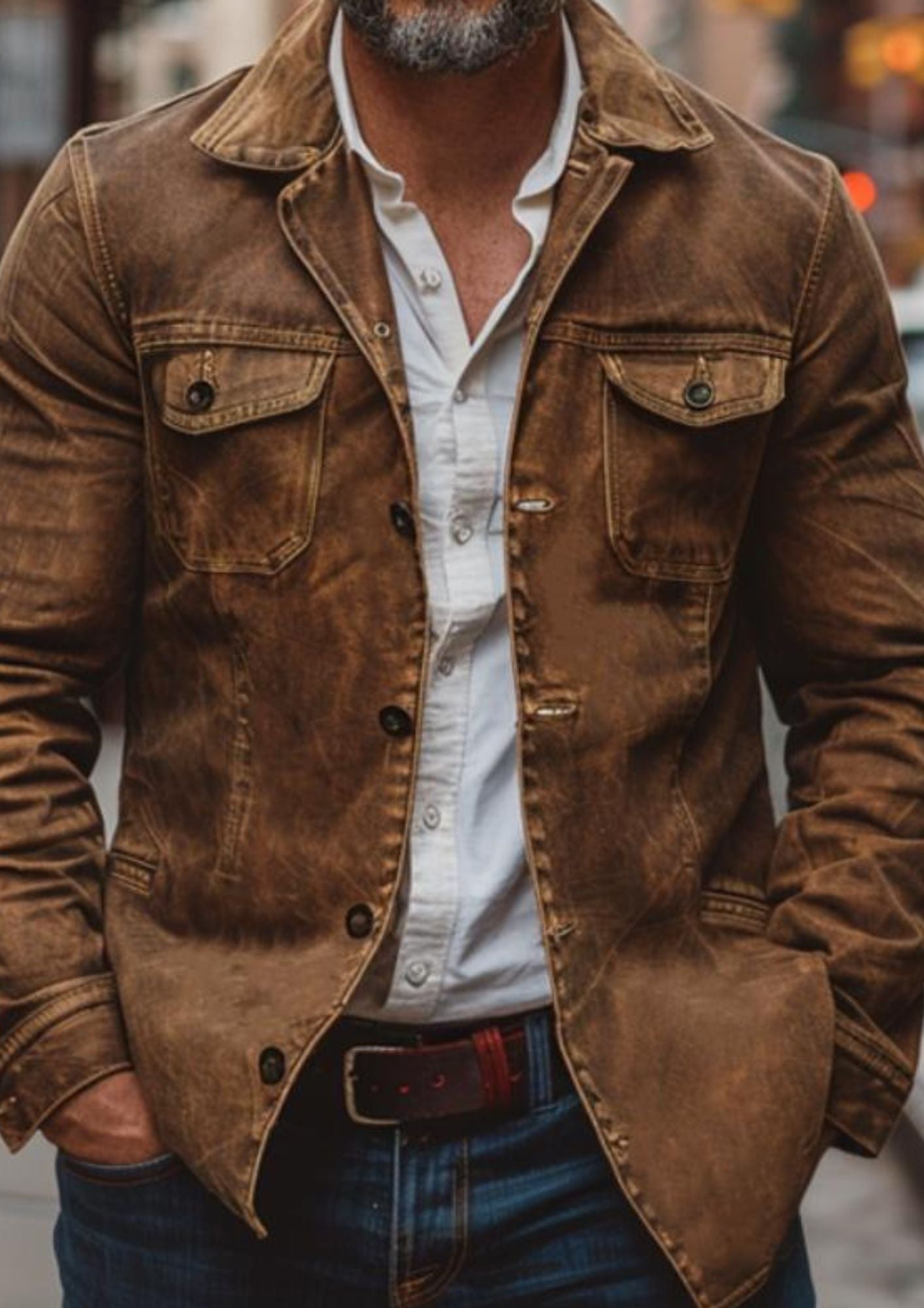 Vintage Trucker Jacket | Men's Multi-Pocket