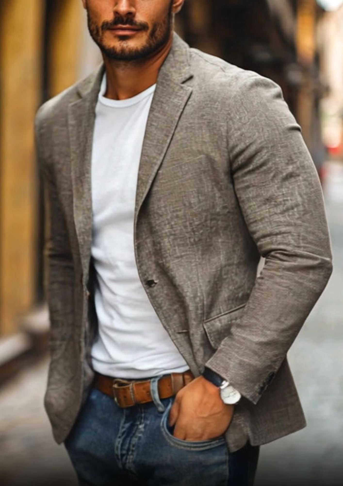 Notch Lapel Single-breasted Blazer | Men's Slim-fit