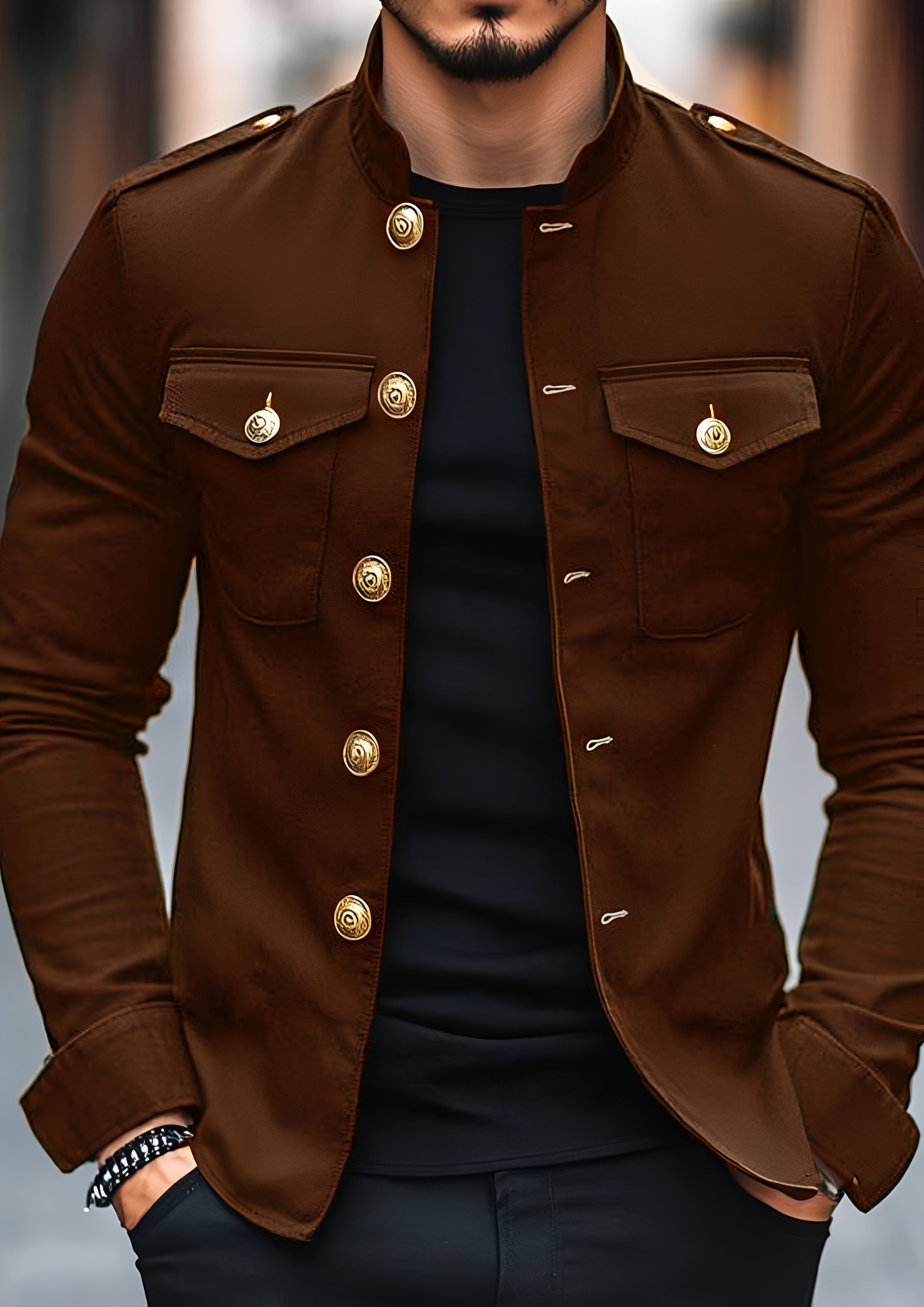 Vintage Casual Jacket | Men's Stand Collar